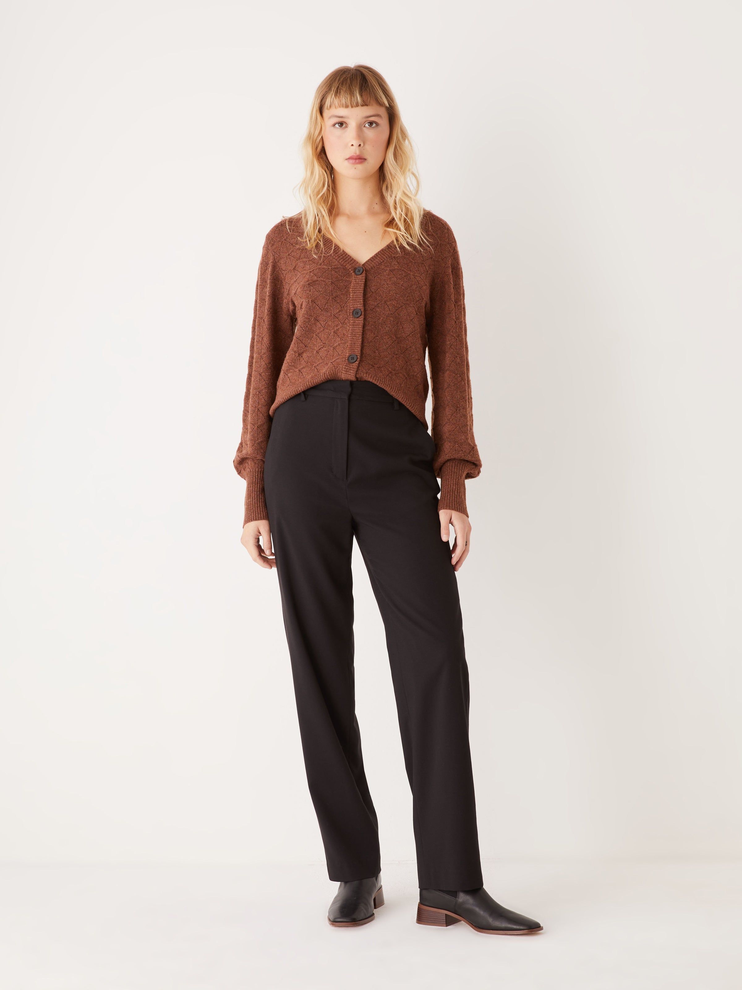 The Pointelle Cardigan in Brown sold by Frank & Oak product image thumbnail 3