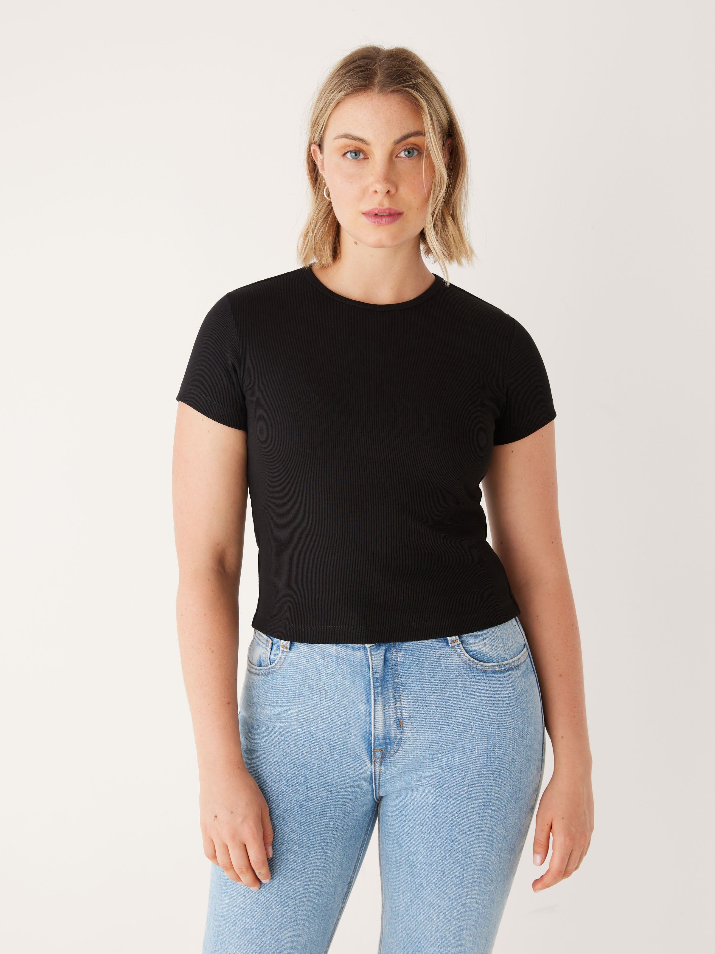 The Cropped Shrunken T-Shirt in Black sold by Frank & Oak