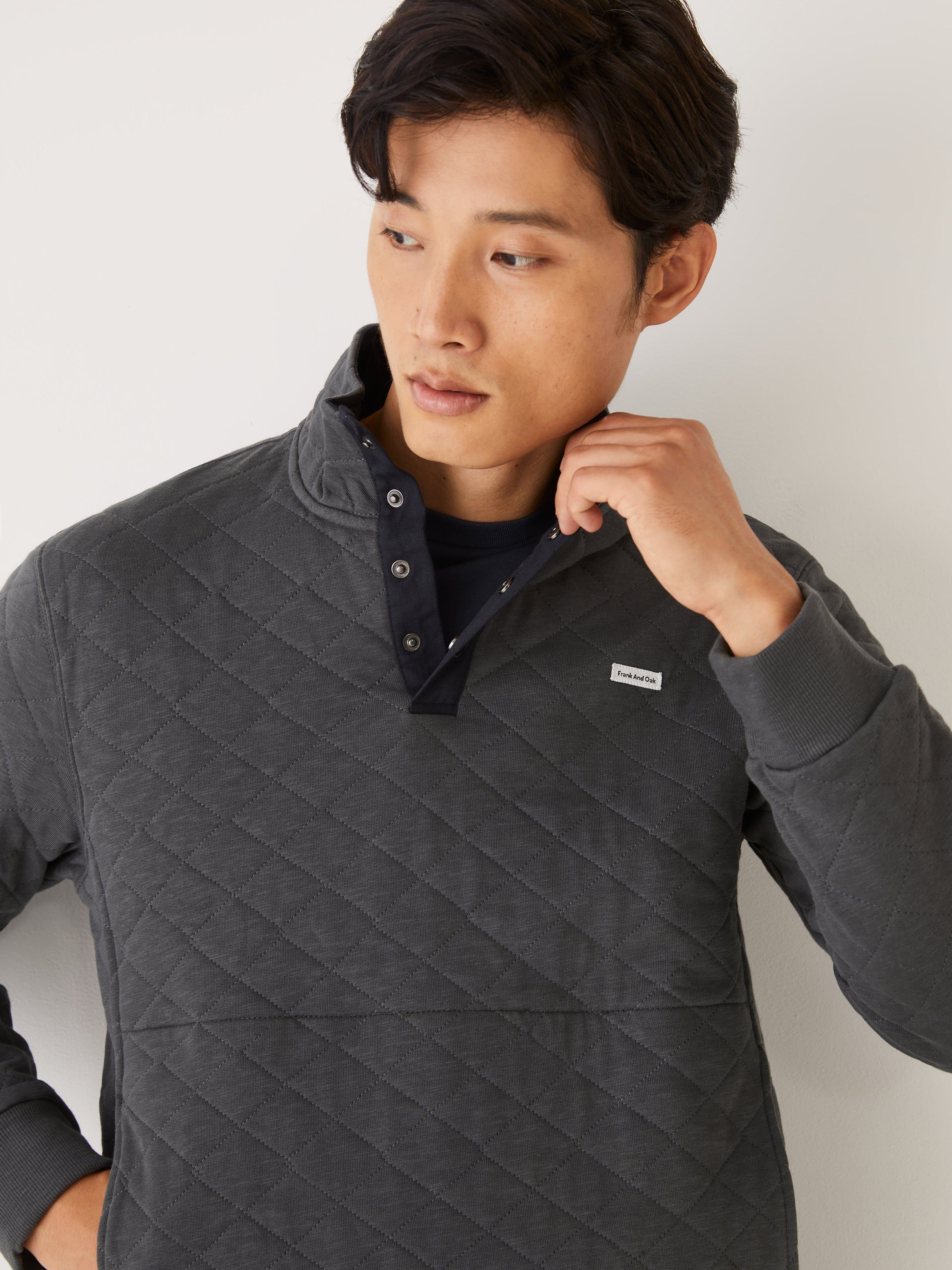 The Quilted Pullover in Dark Grey sold by Frank & Oak product image thumbnail 2