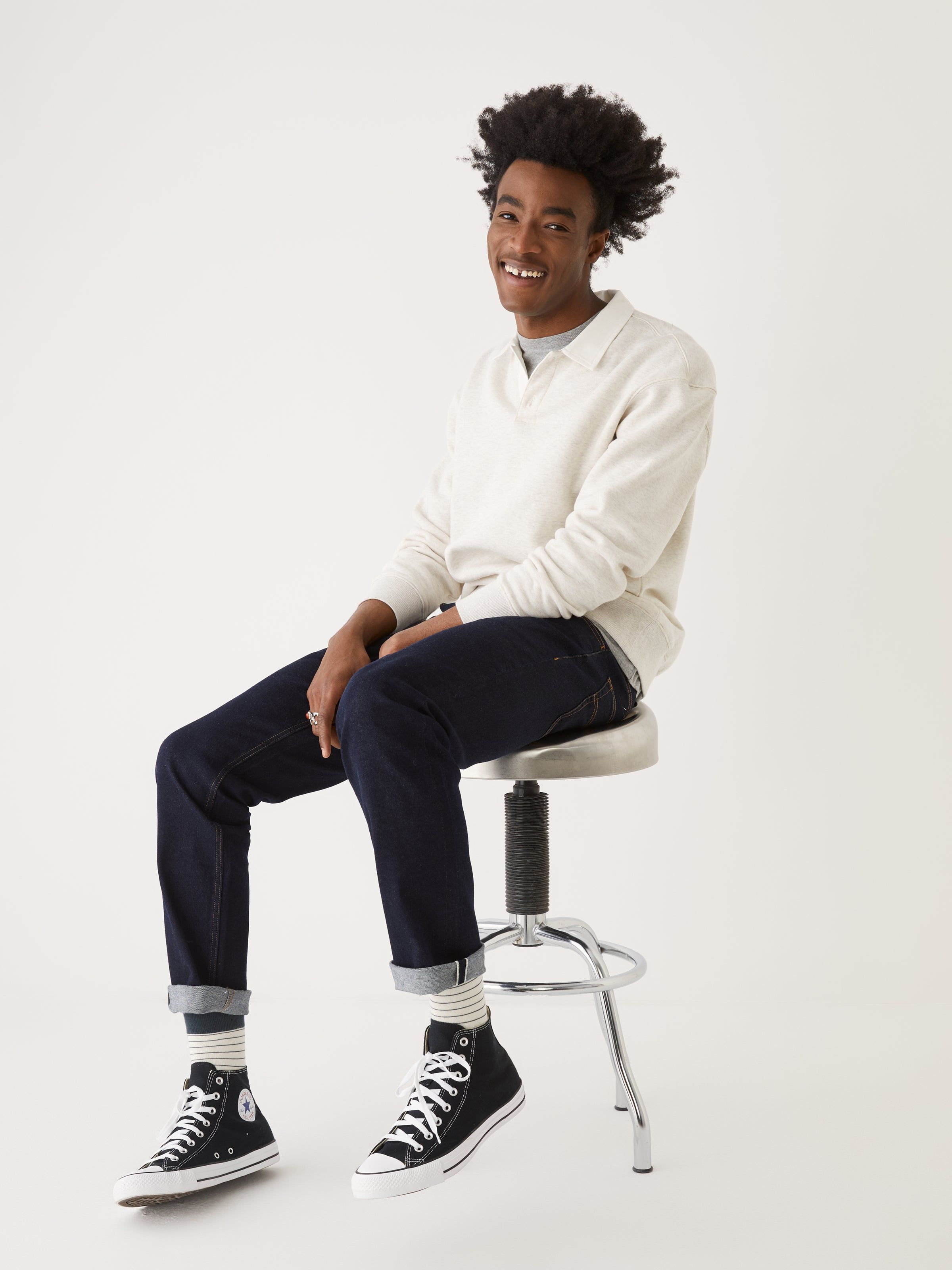 The Fleece Polo Sweatshirt in White sold by Frank & Oak product image thumbnail 6