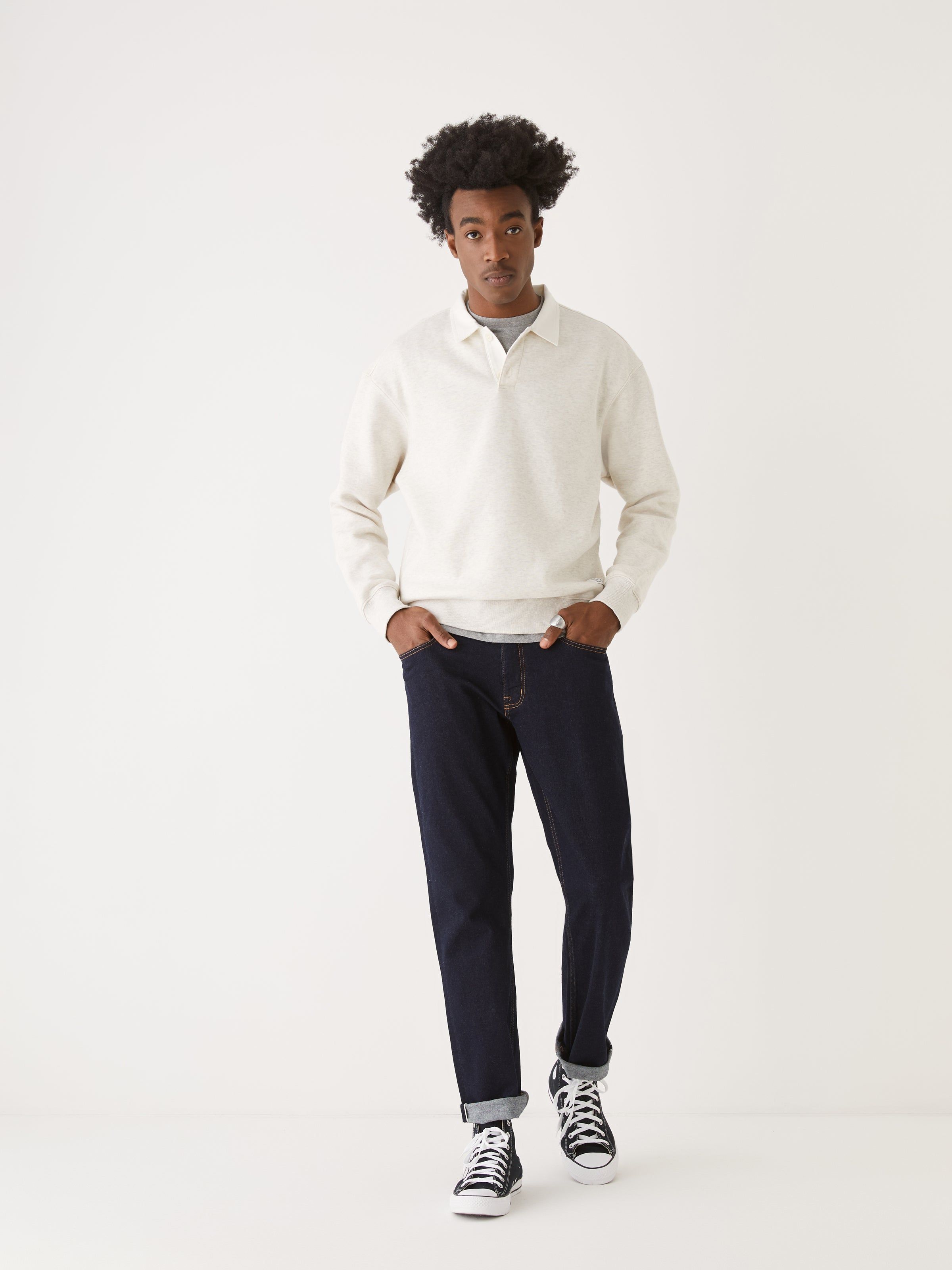 The Fleece Polo Sweatshirt in White sold by Frank & Oak product image thumbnail 4
