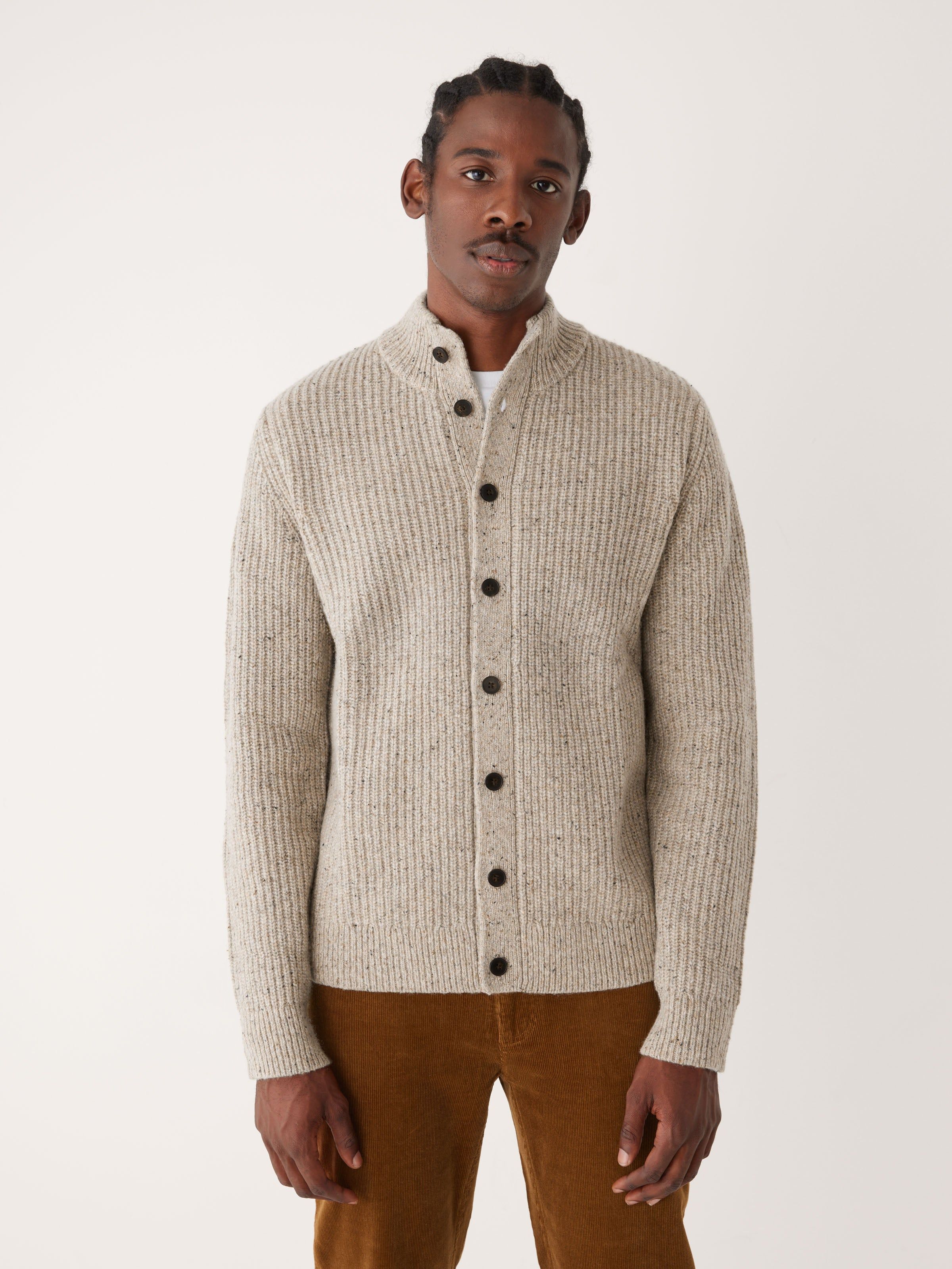 The Donegal Button-Up Sweater in Beige sold by Frank & Oak