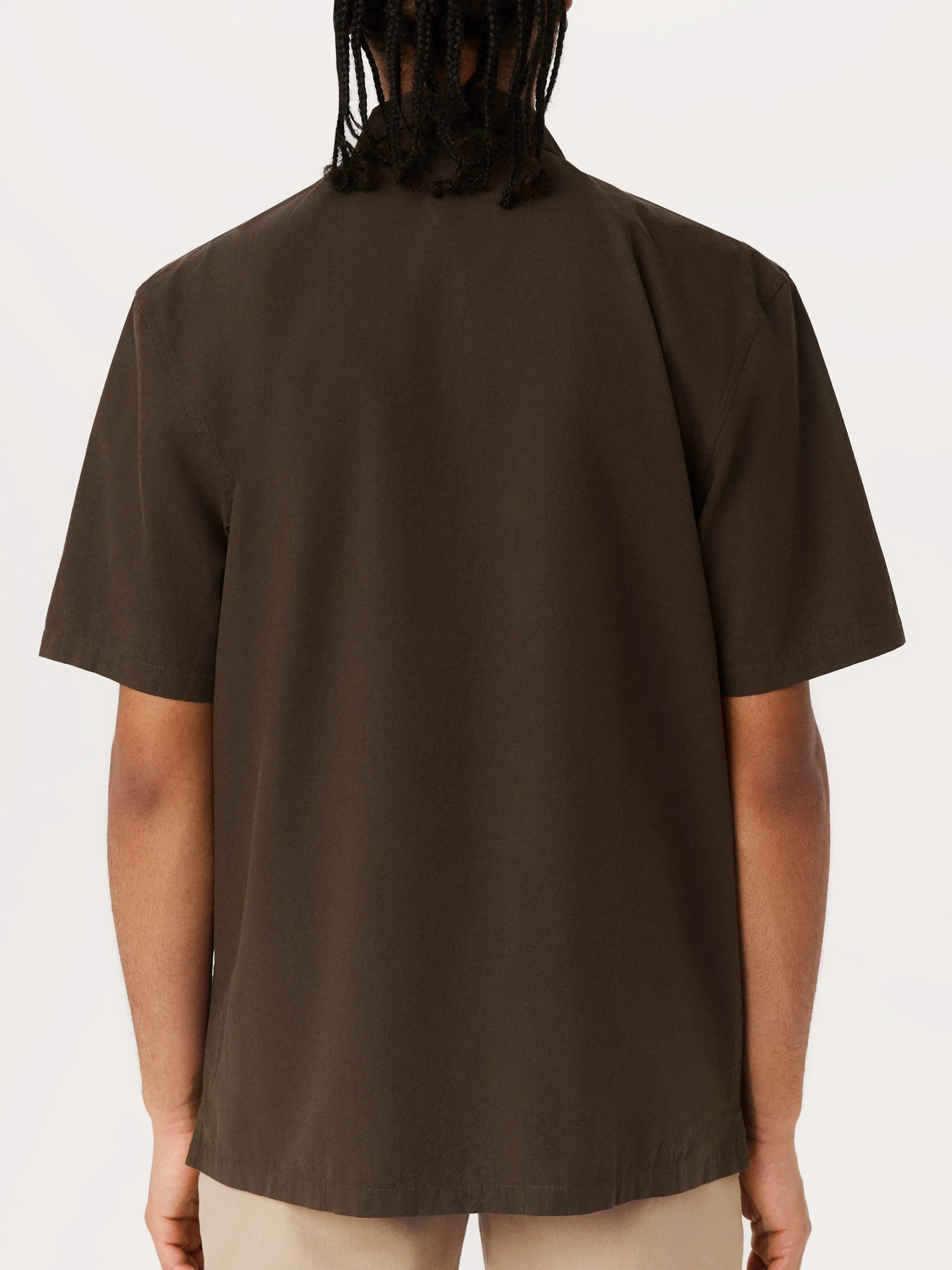 The Poplin Camp Collar Shirt in Dark Taupe sold by Frank & Oak product image thumbnail 3