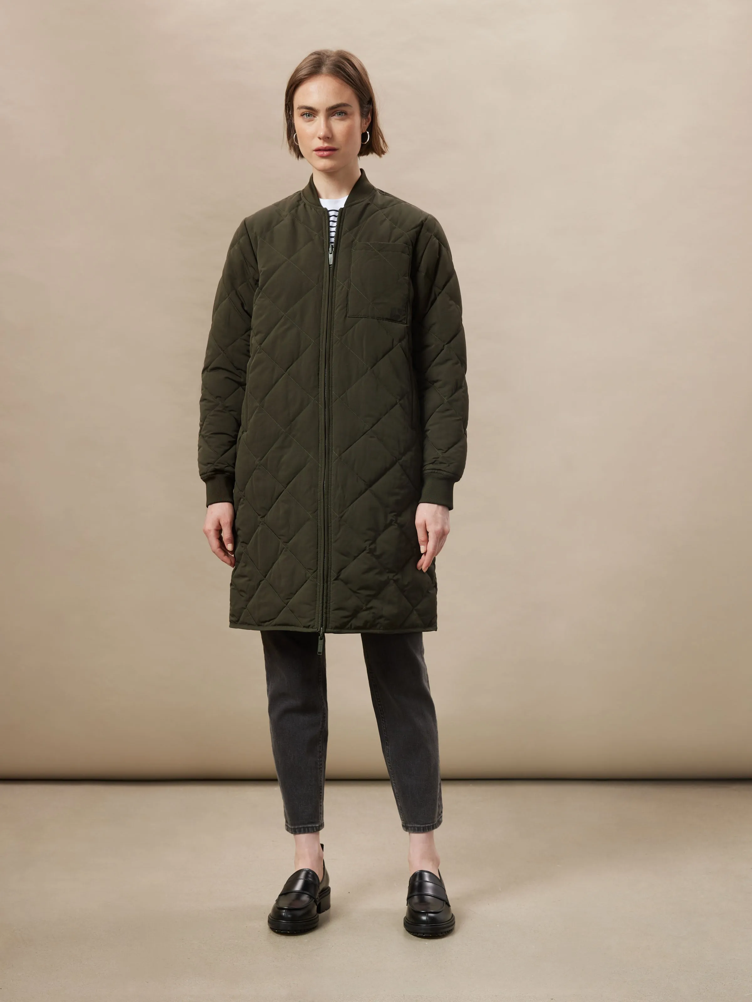 The Skyline Reversible Maxi Bomber in Rosin sold by Frank & Oak