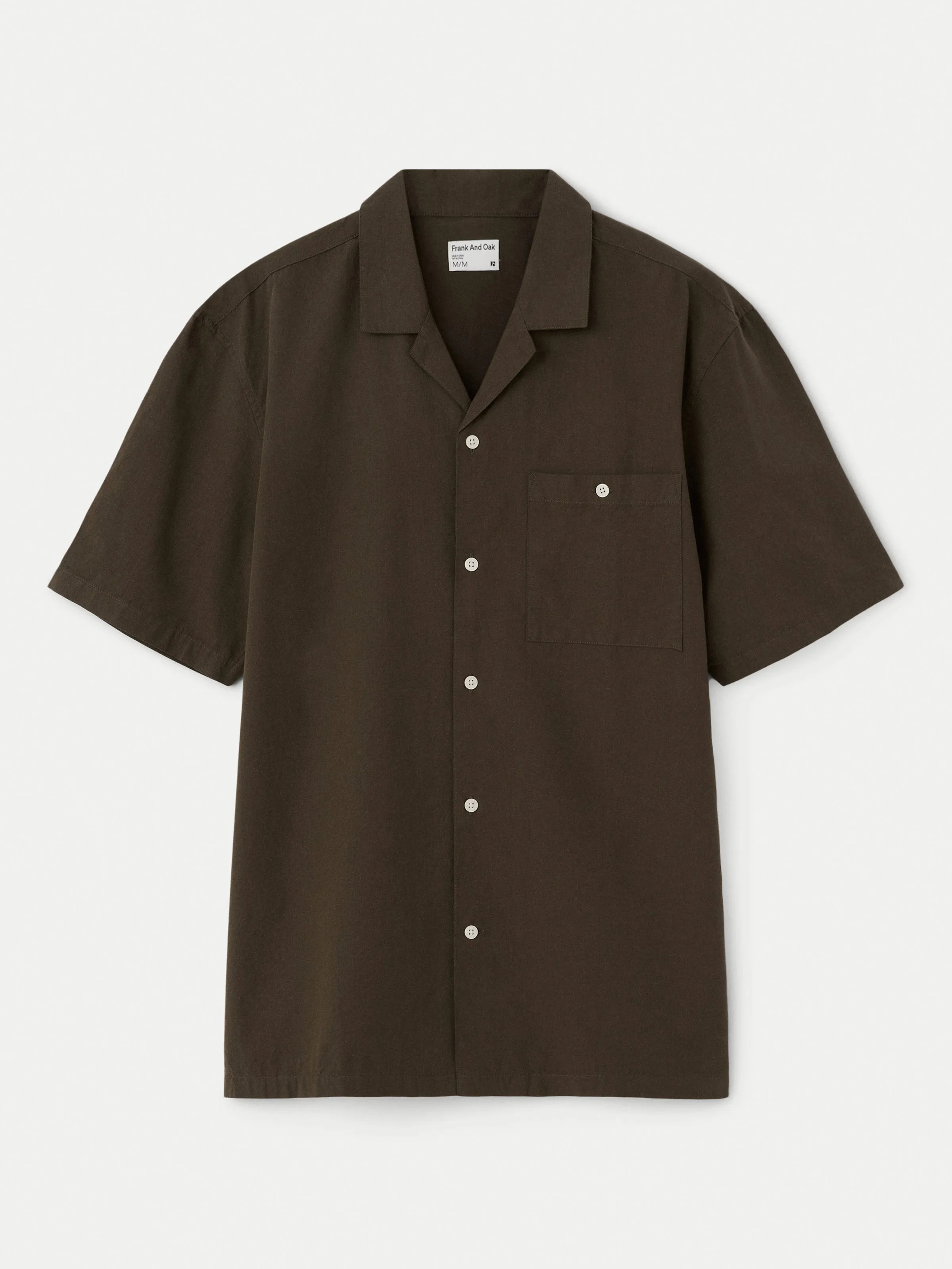 The Poplin Camp Collar Shirt in Dark Taupe sold by Frank & Oak product image thumbnail 5