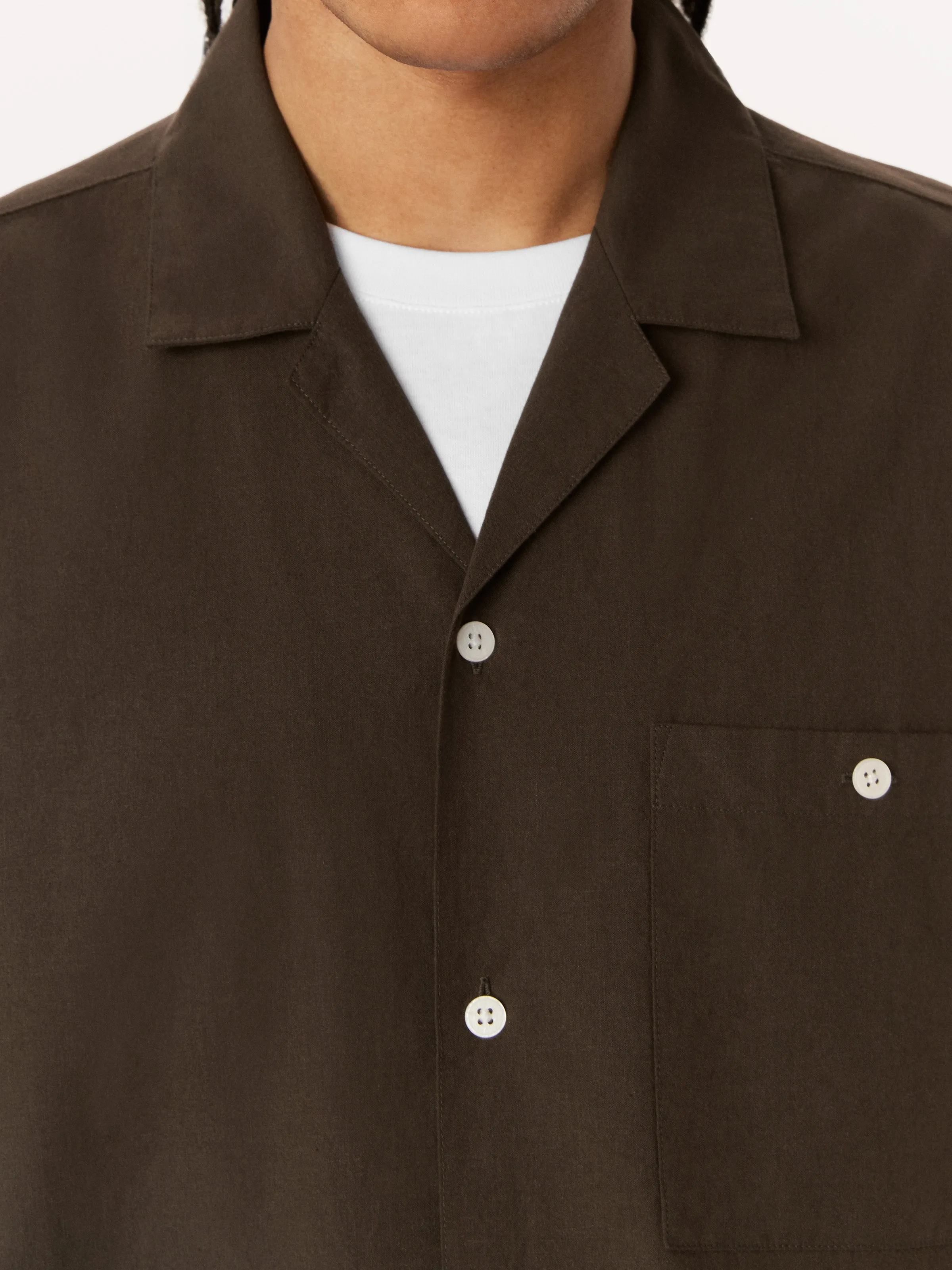 The Poplin Camp Collar Shirt in Dark Taupe sold by Frank & Oak product image thumbnail 4