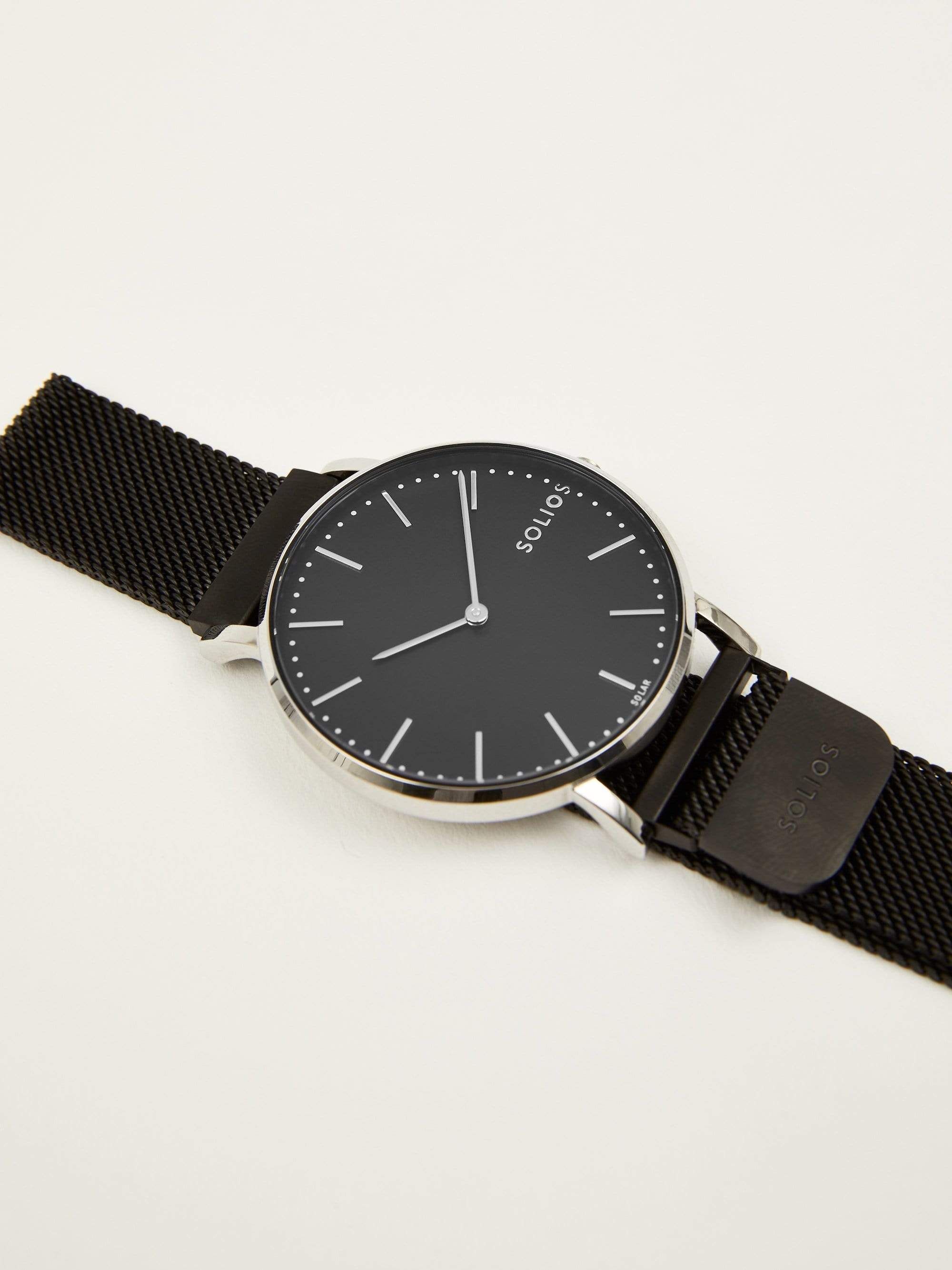 Solios Lux Solar Watch with Mesh Strap 40mm in Black sold by Frank & Oak product image thumbnail 2