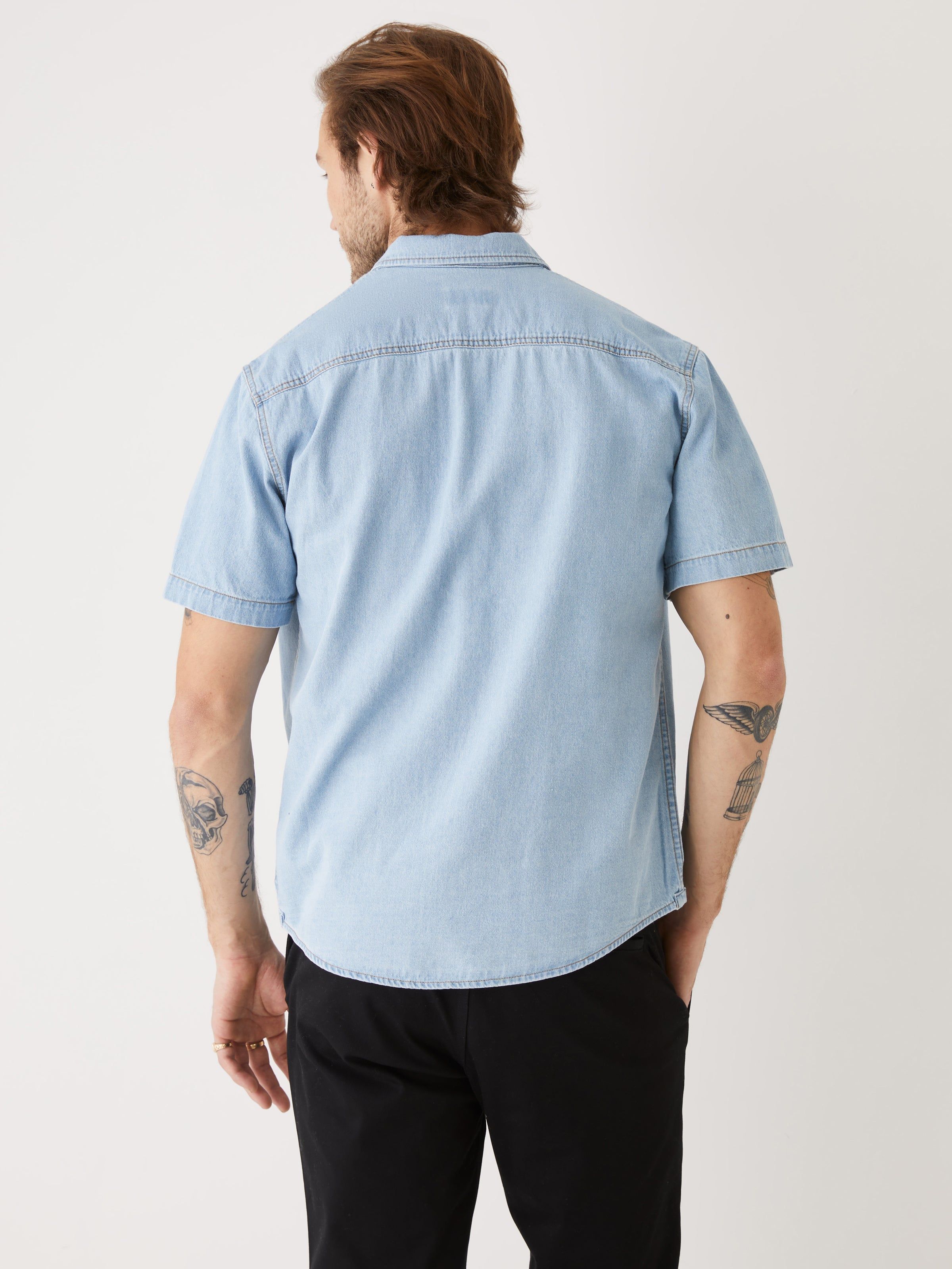 The Short Sleeve Denim Shirt in Vintage Bleach Blue sold by Frank & Oak product image thumbnail 4