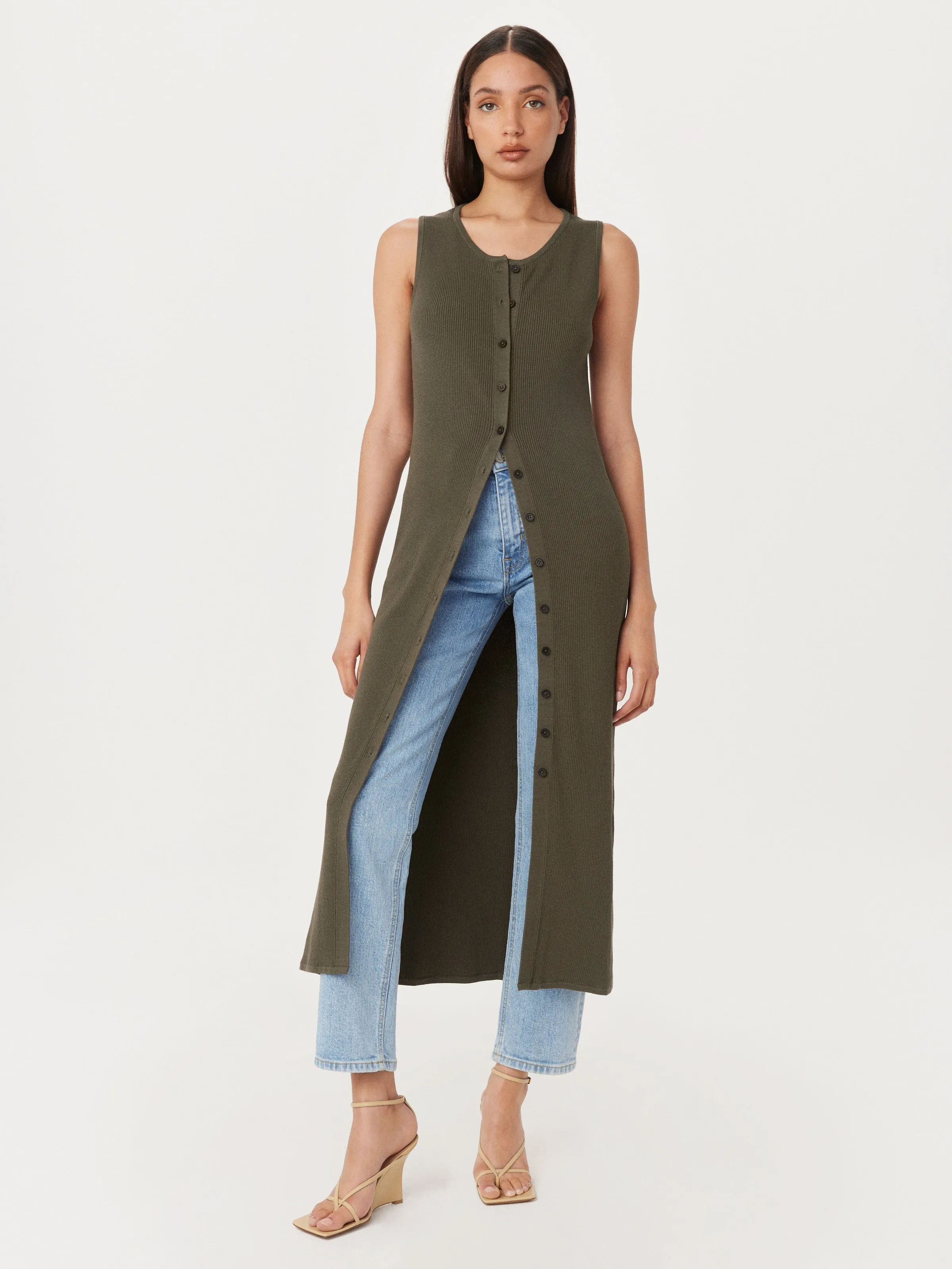 The Sleeveless Sweater Dress in Green sold by Frank & Oak product image thumbnail 2