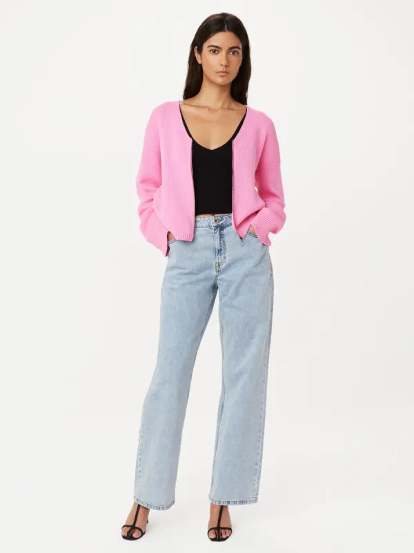 The Bell Sleeve Zip Up Sweater in Orchid made by Frank & Oak