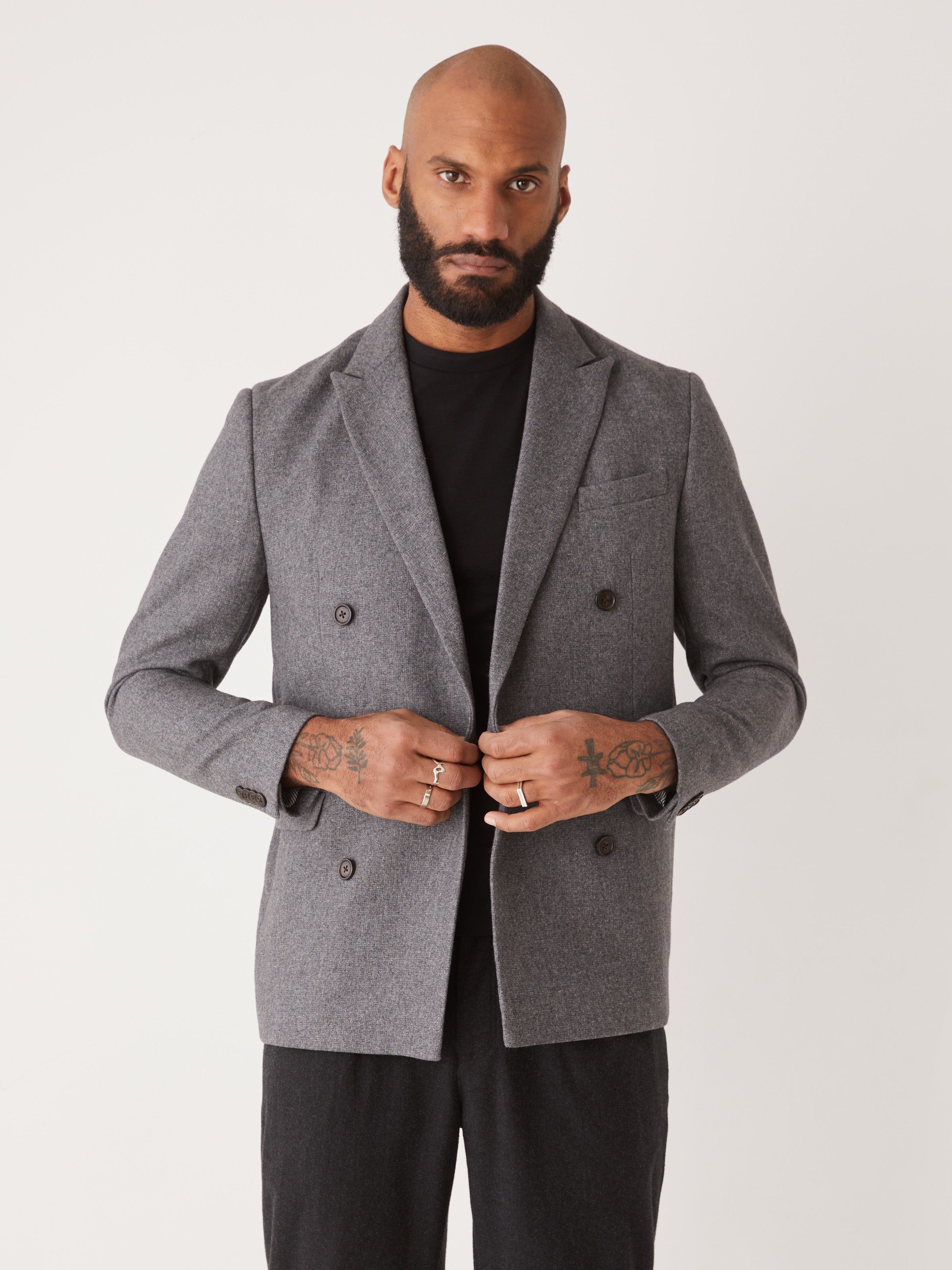 The Double Breasted Blazer in Grey sold by Frank & Oak product image thumbnail 2