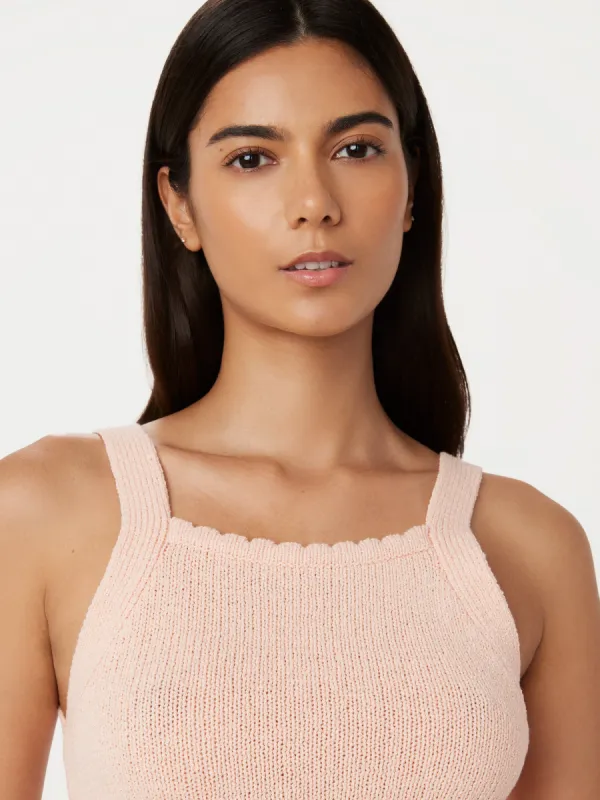 The Crochet Knit Tank in Light Pink sold by Frank & Oak