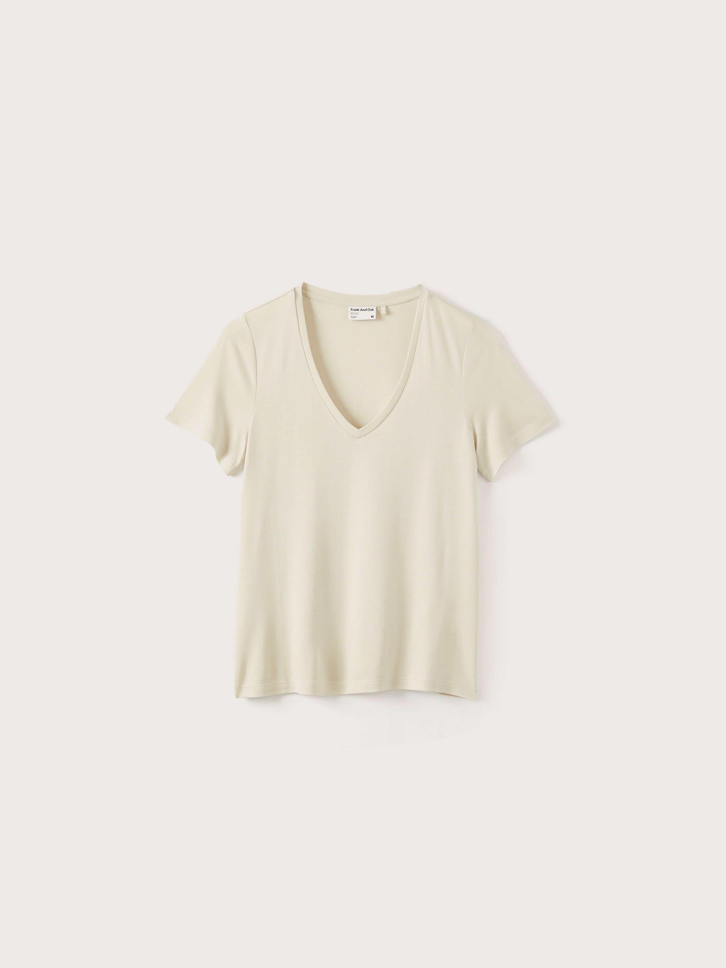 The SuperSoft V-Neck T-Shirt in Dark Beige sold by Frank & Oak product image thumbnail 3