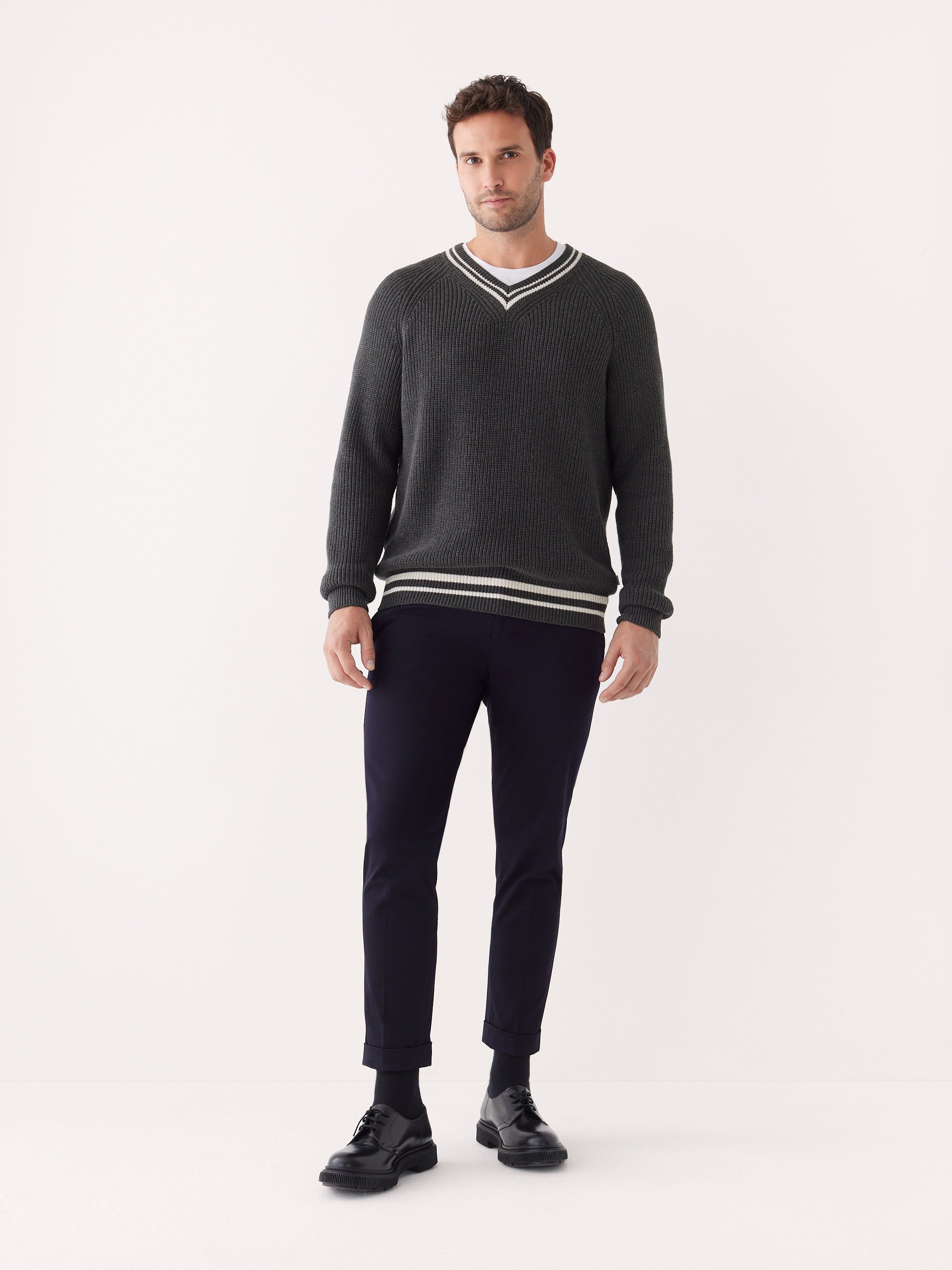 The Ribbed V Neck Sweater in Shadow Black sold by Frank & Oak product image thumbnail 2