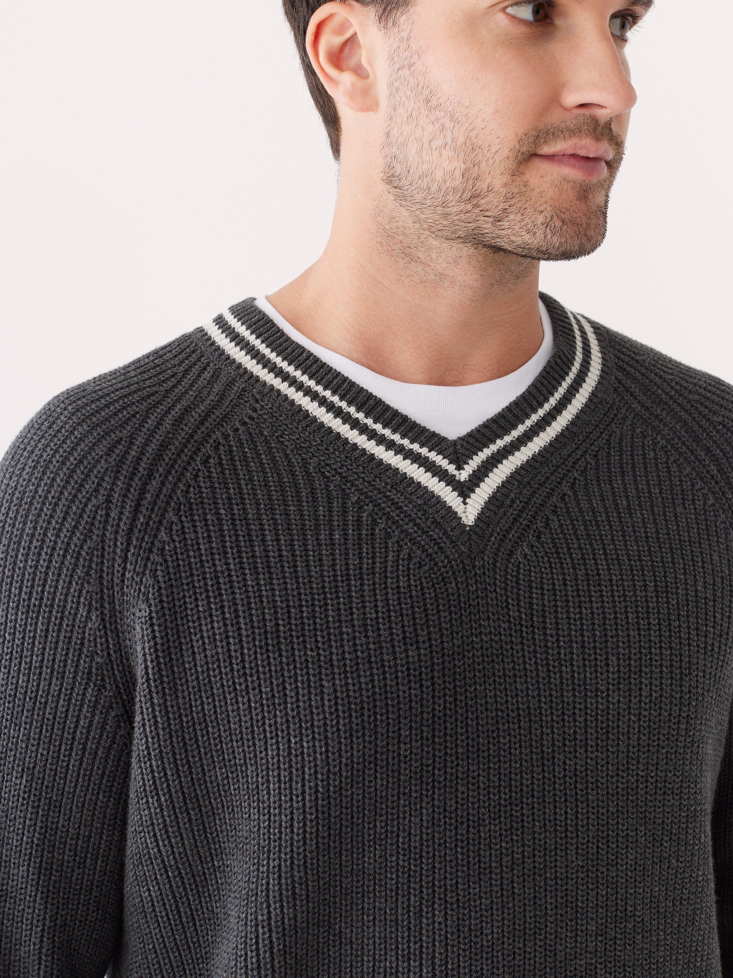 The Ribbed V Neck Sweater in Shadow Black sold by Frank & Oak product image thumbnail 4