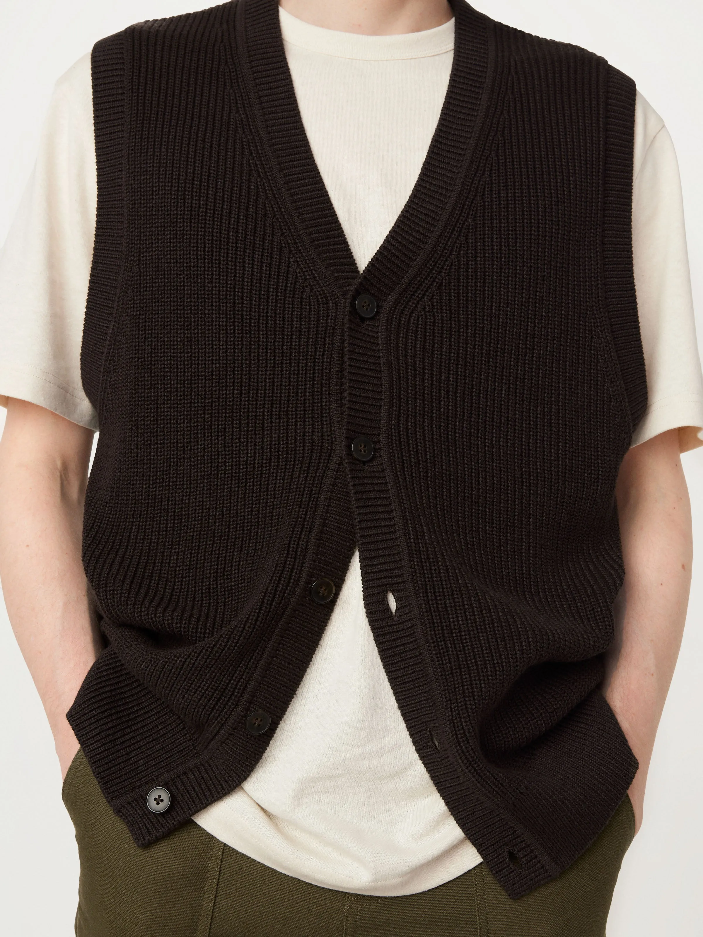 The Ribbed Sweater Vest in Dark Chocolate sold by Frank & Oak product image thumbnail 3