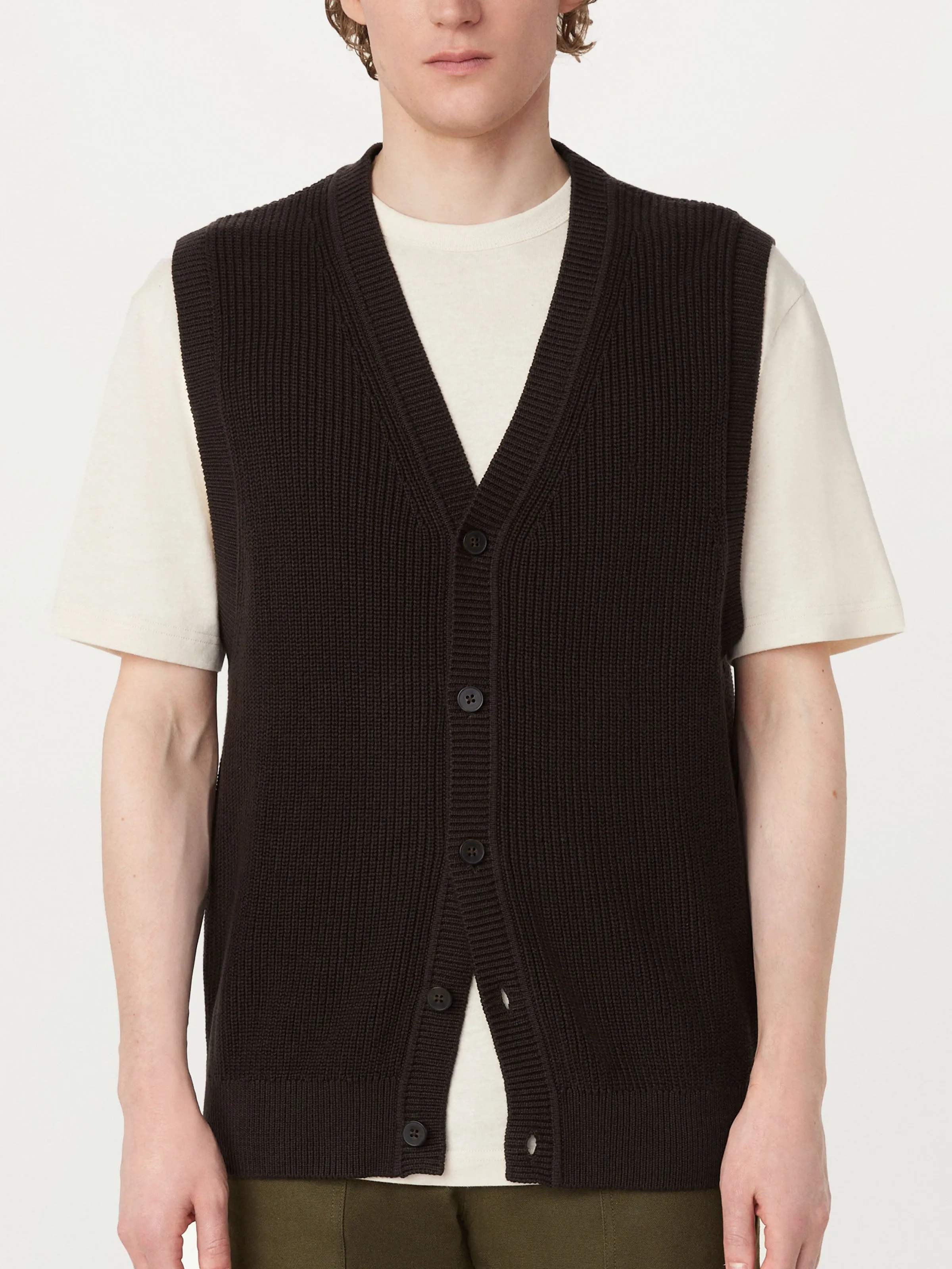 The Ribbed Sweater Vest in Dark Chocolate sold by Frank & Oak product image thumbnail 4