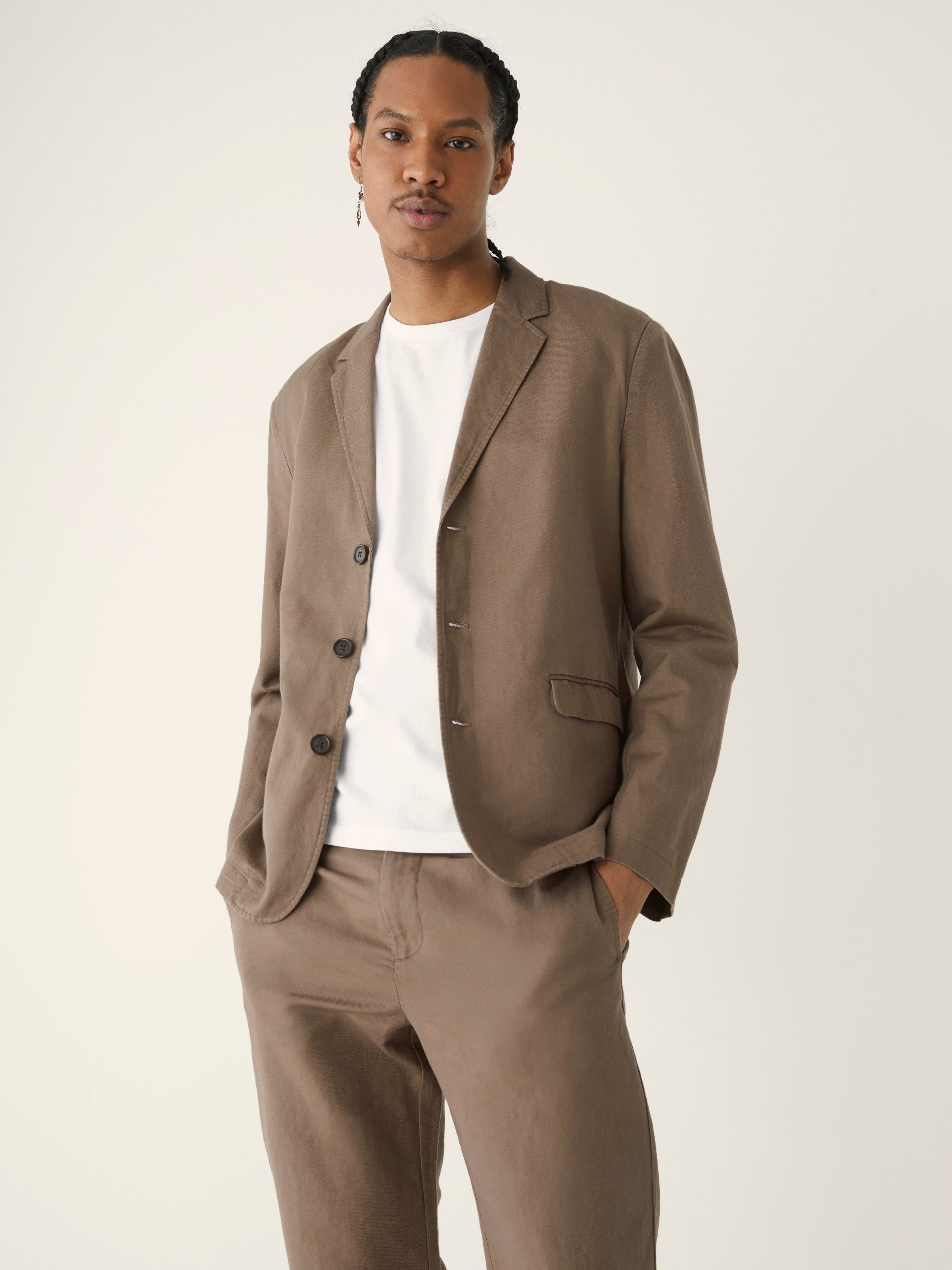 The 3-Button Blazer in Beige sold by Frank & Oak