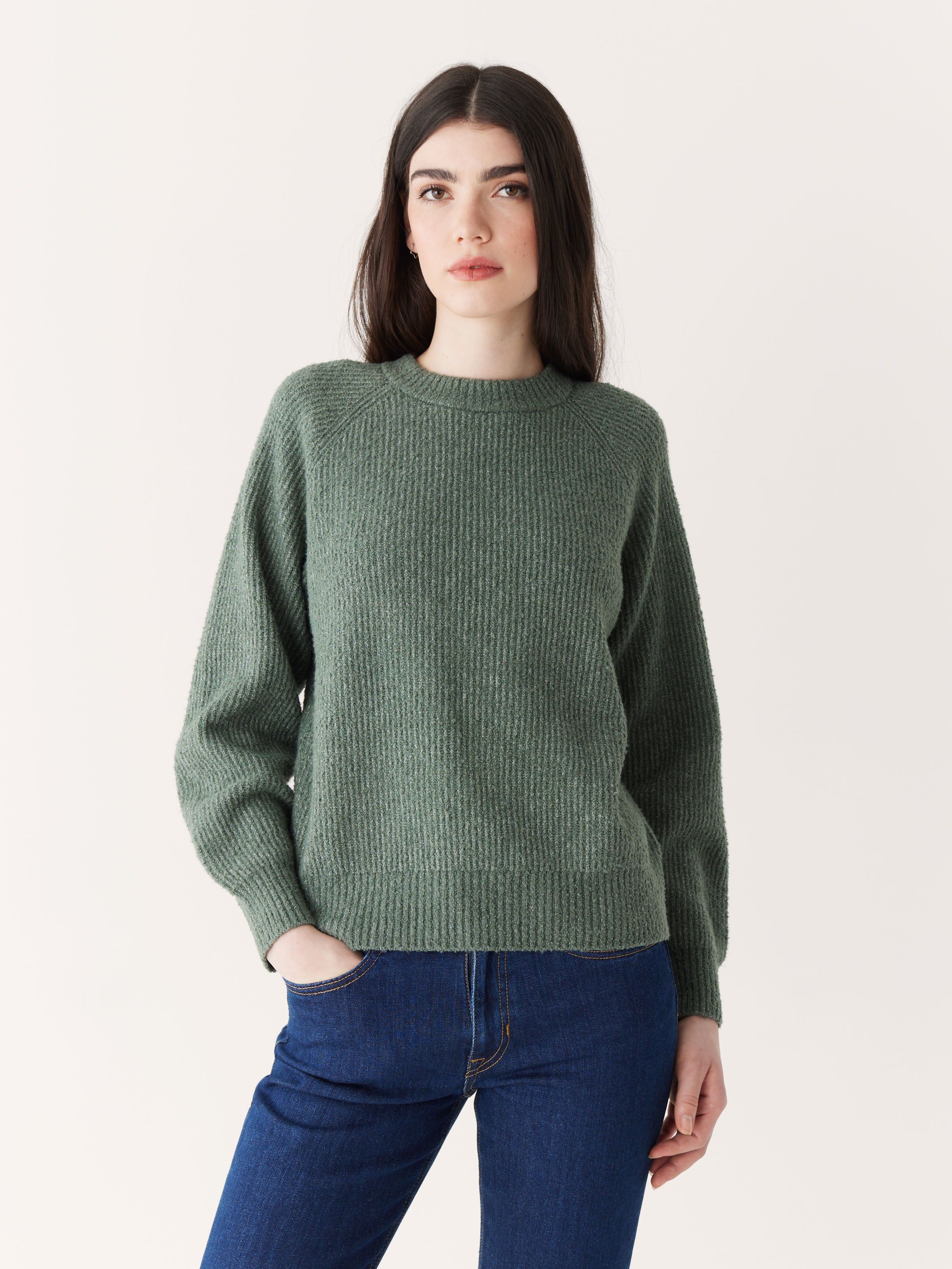 The Seawool® Crewneck Sweater in Evergreen sold by Frank & Oak