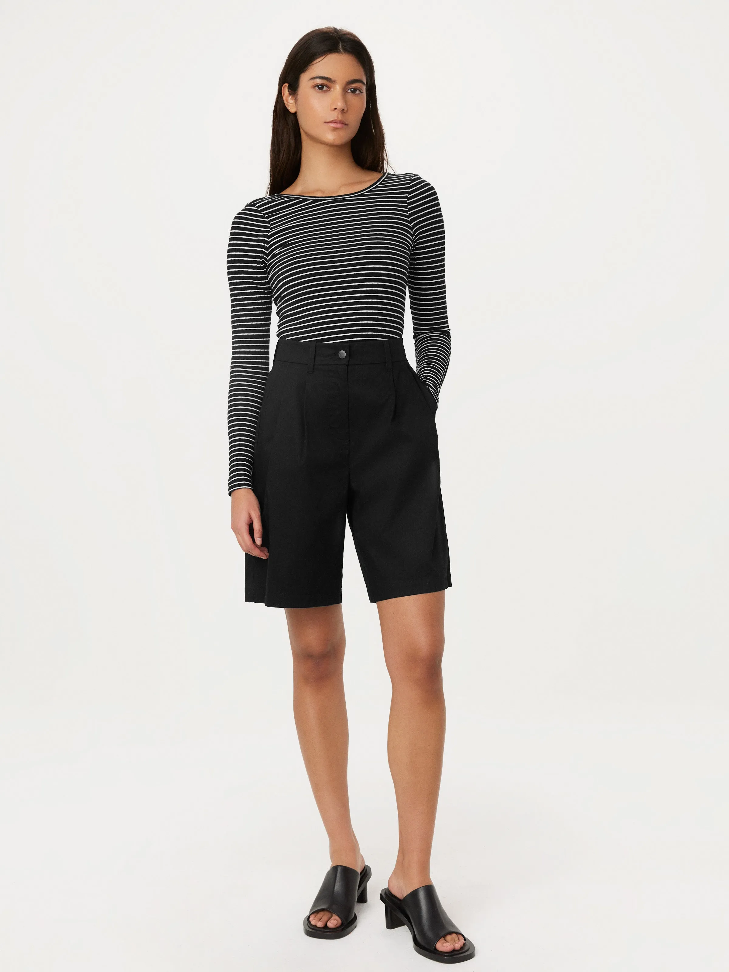 The Ribbed Long Sleeve Top in Black sold by Frank & Oak