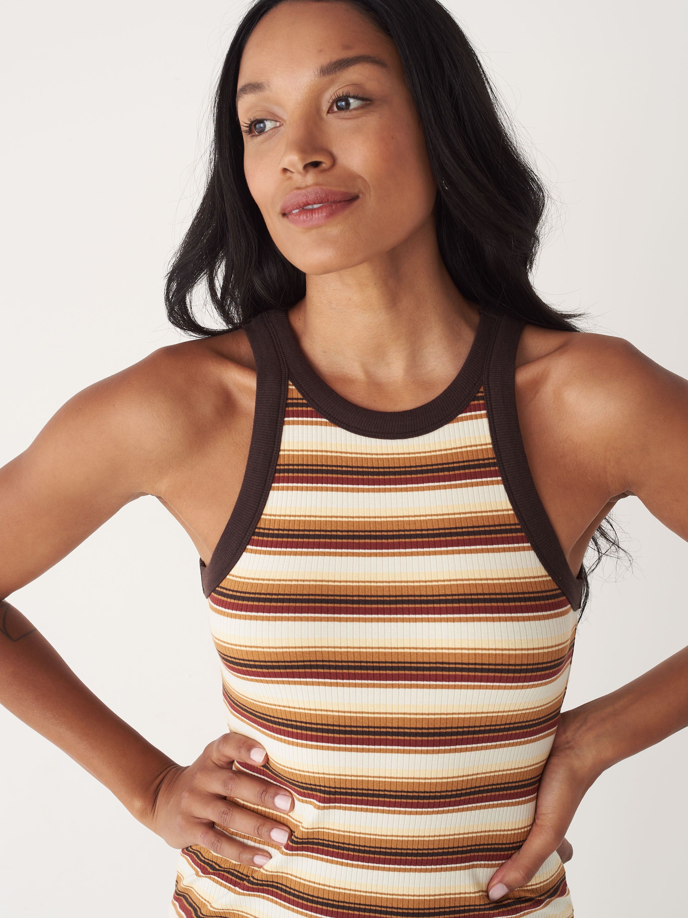 The Striped Tank Dress in Terra-Cotta sold by Frank & Oak product image thumbnail 5