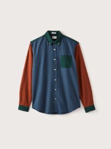 The Colour Block Jasper Oxford Shirt in Dark Blue sold by Frank & Oak