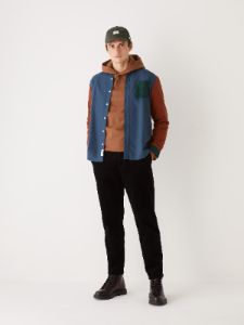 The Colour Block Jasper Oxford Shirt in Dark Blue sold by Frank & Oak