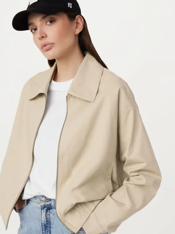 The Zip Up Bomber Jacket in Light Beige sold by Frank & Oak