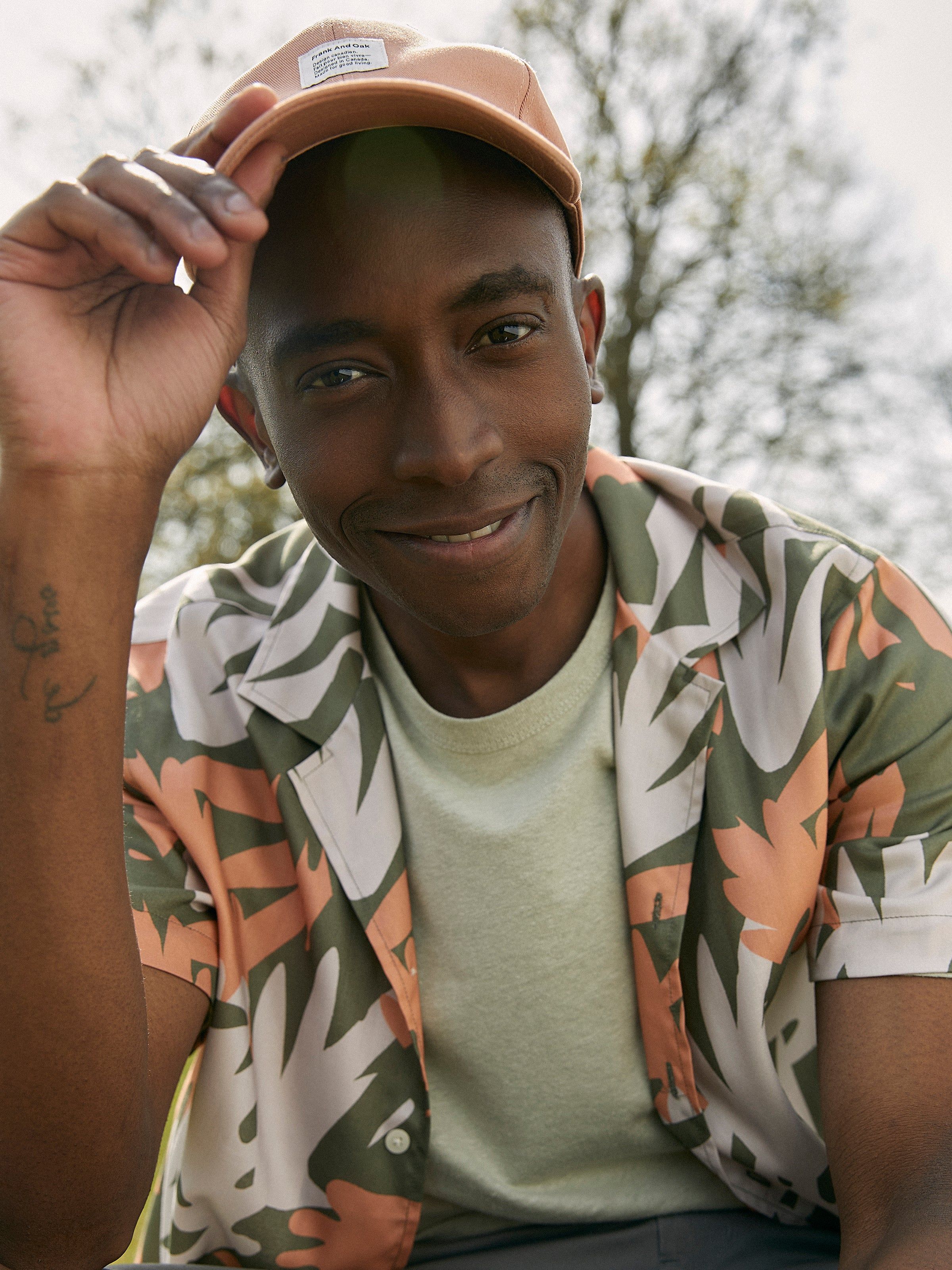 The Printed Resort Shirt in Clay sold by Frank & Oak