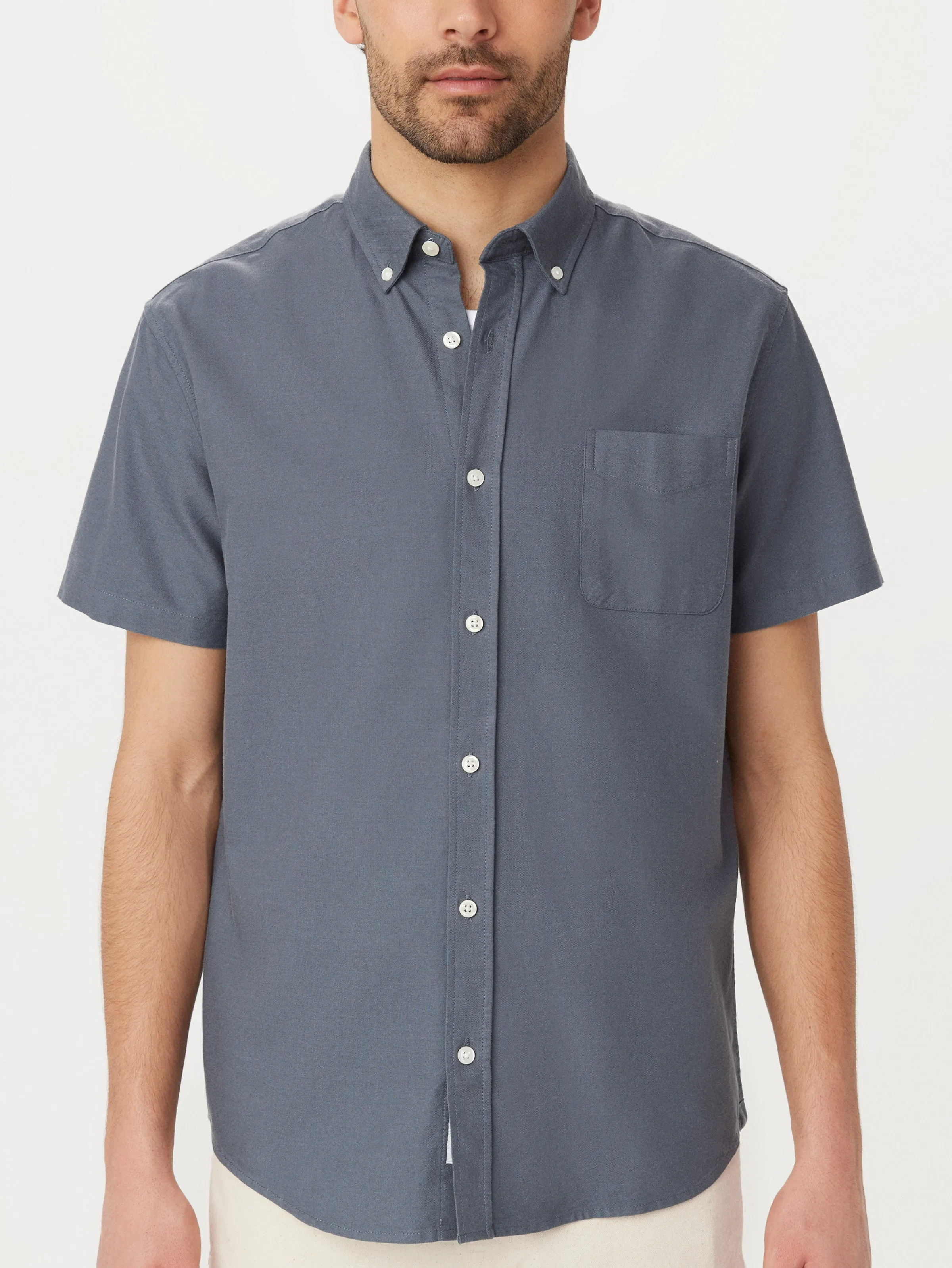 The Jasper Short Sleeve Oxford Shirt in Storm Blue sold by Frank & Oak product image thumbnail 3