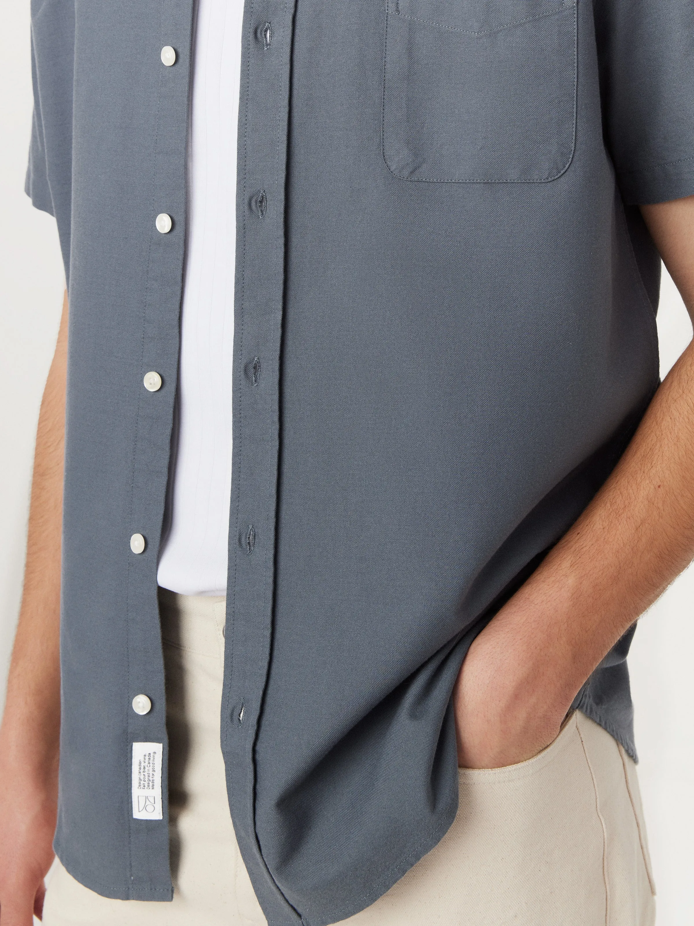 The Jasper Short Sleeve Oxford Shirt in Storm Blue sold by Frank & Oak product image thumbnail 5