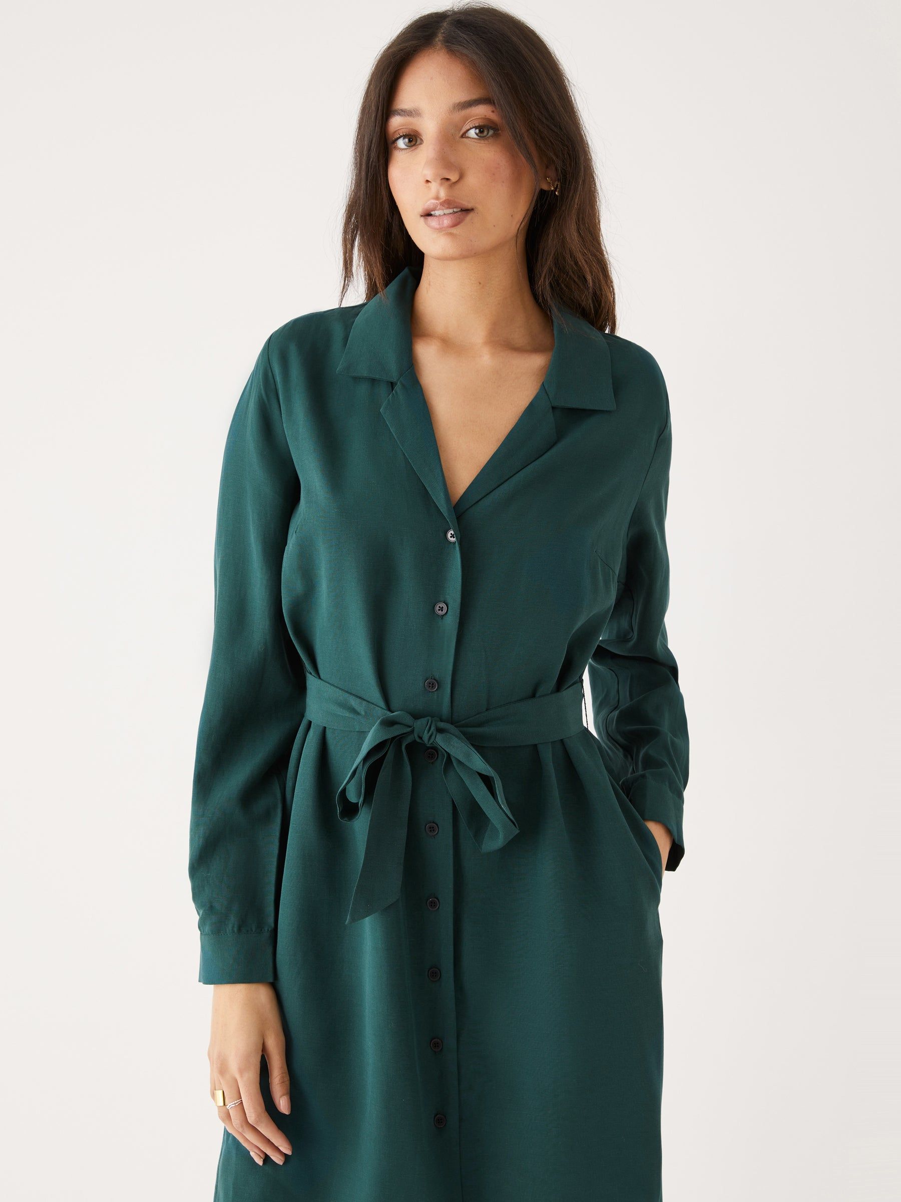 The Belted Shirt Dress in Dark Green sold by Frank & Oak product image thumbnail 2