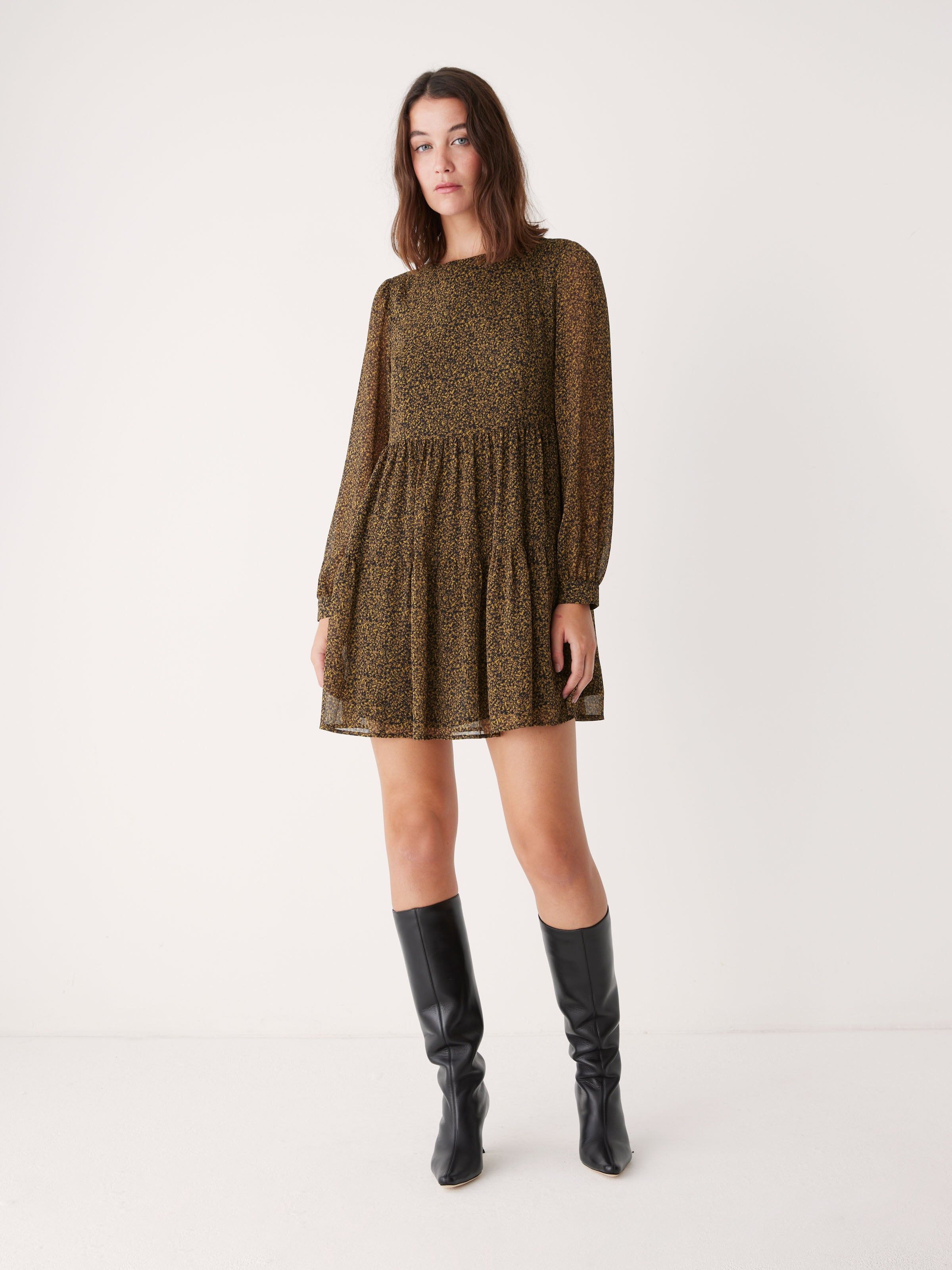 The Chiffon Short Dress in Sepia sold by Frank & Oak