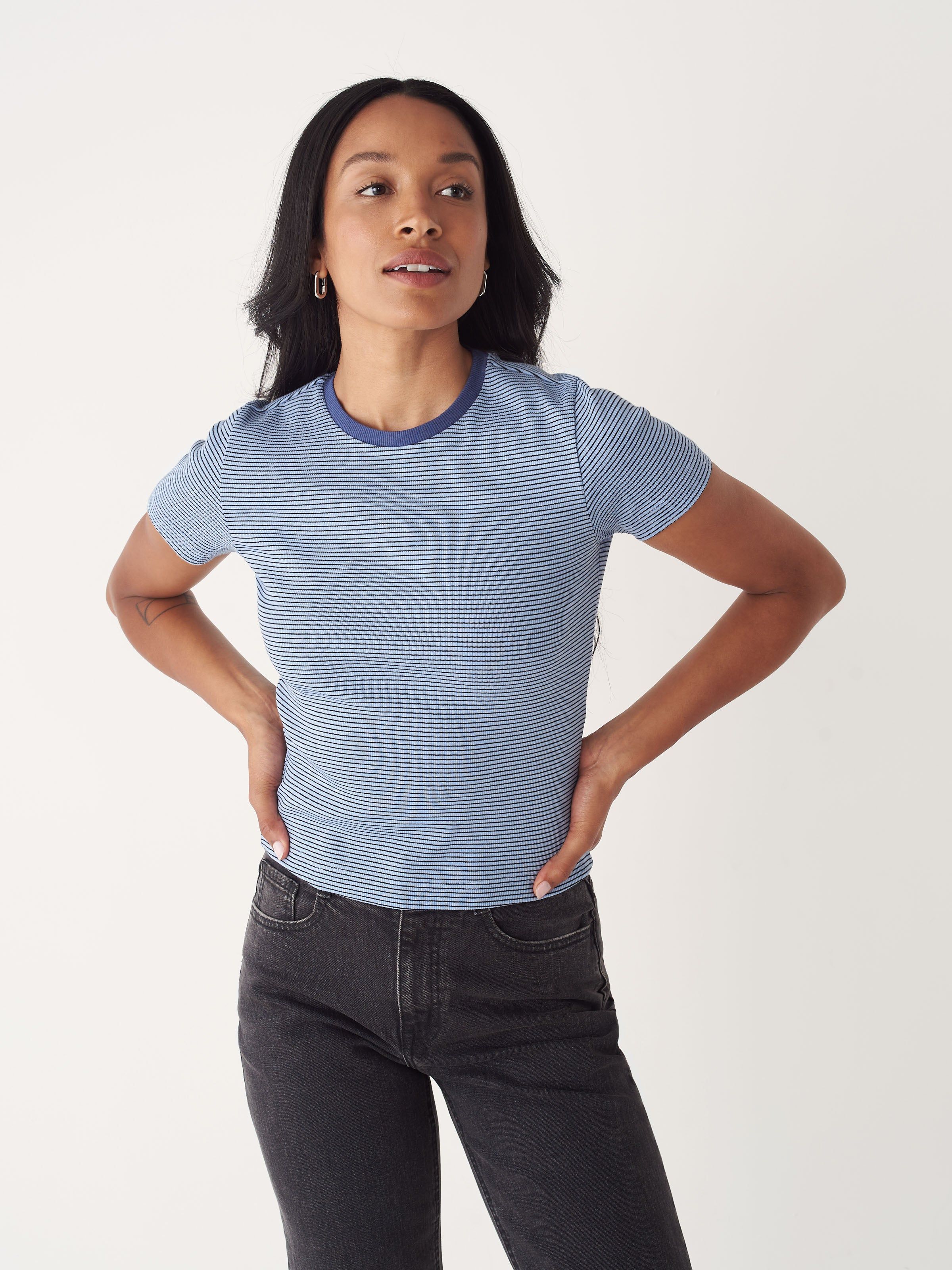 The Shrunken T-Shirt in Wisteria Blue sold by Frank & Oak