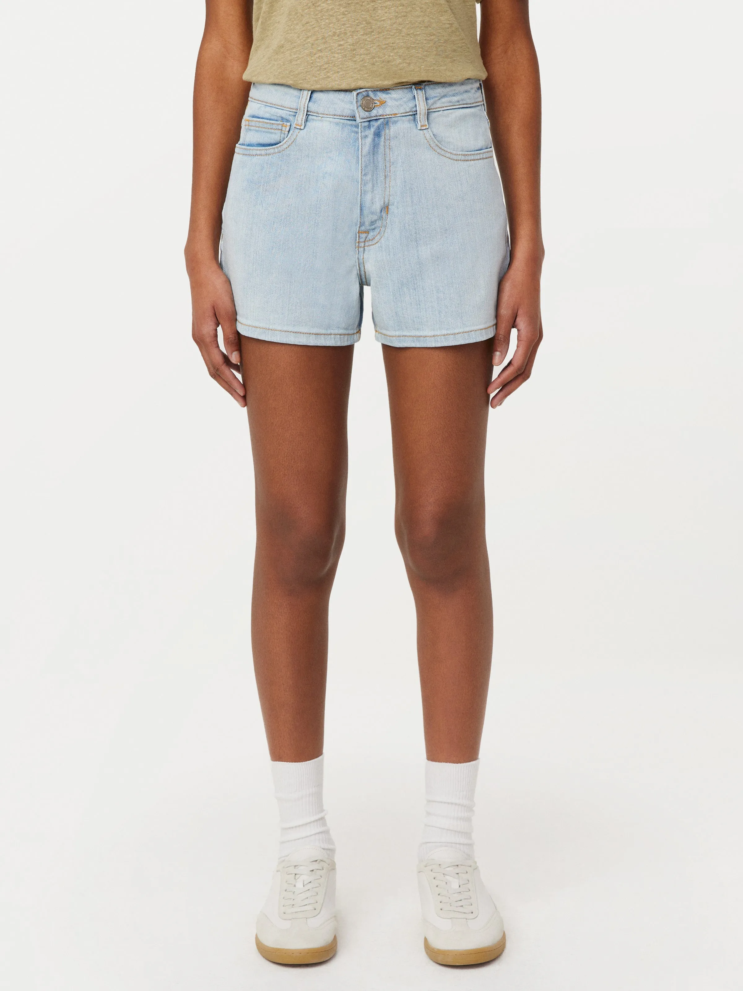 The Stevie Tapered Denim Short in Bleached Blue sold by Frank & Oak product image thumbnail 3