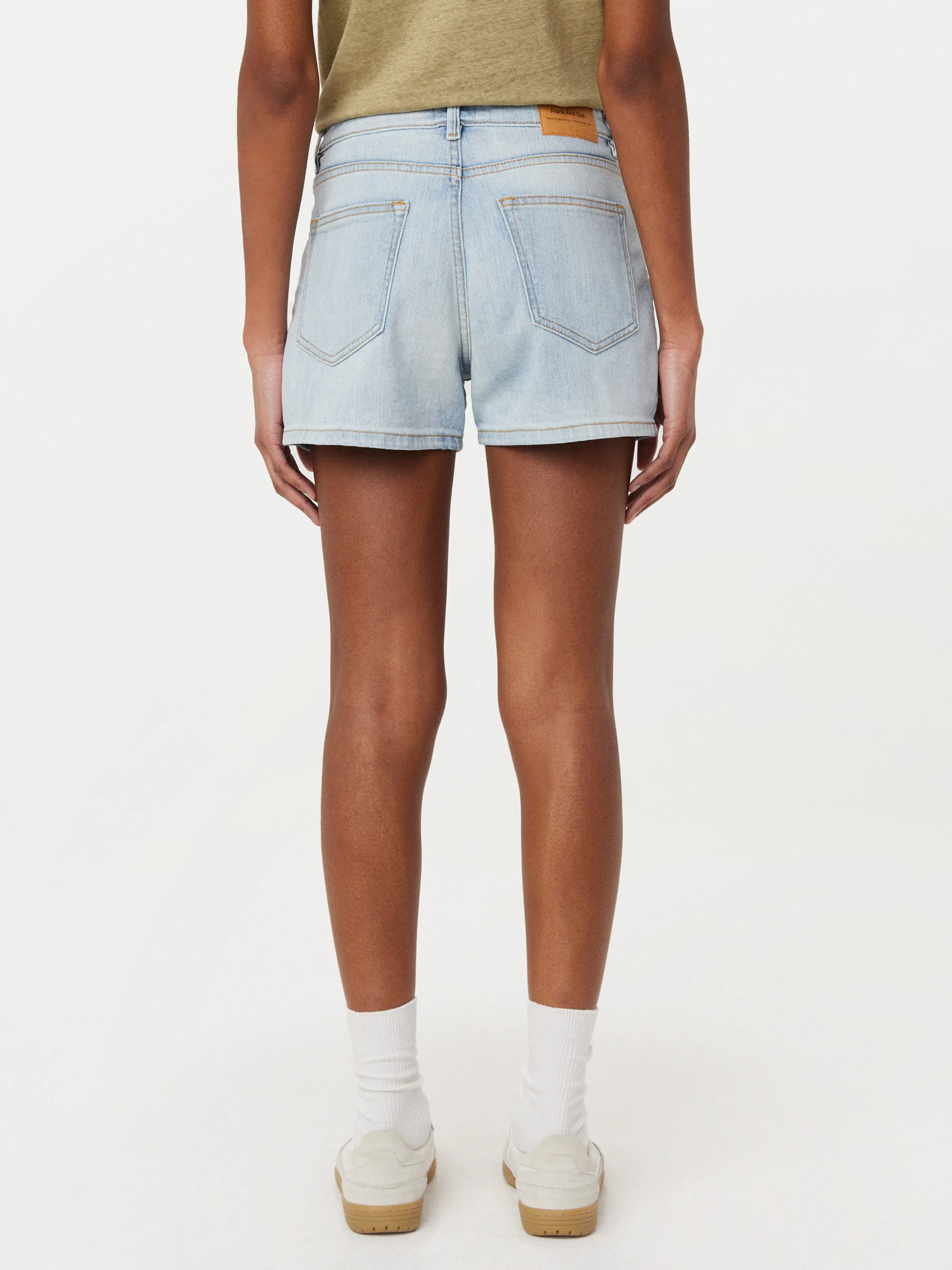 The Stevie Tapered Denim Short in Bleached Blue sold by Frank & Oak product image thumbnail 4