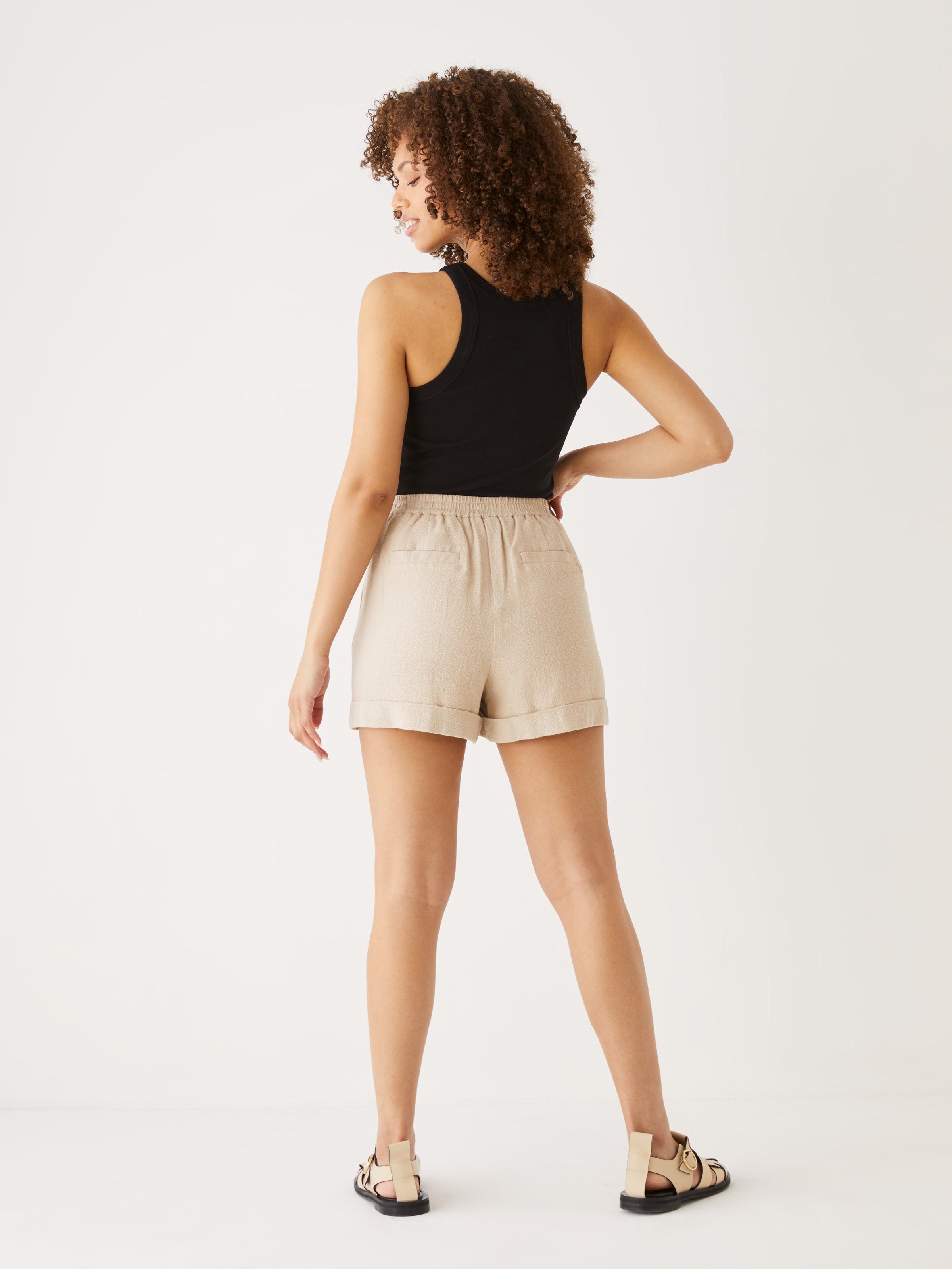 The Linen Blend Fluid Short in Beige sold by Frank & Oak product image thumbnail 4