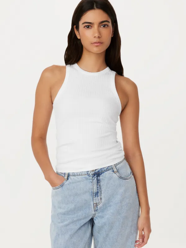 The Ribbed Tank Top in Bright White sold by Frank & Oak