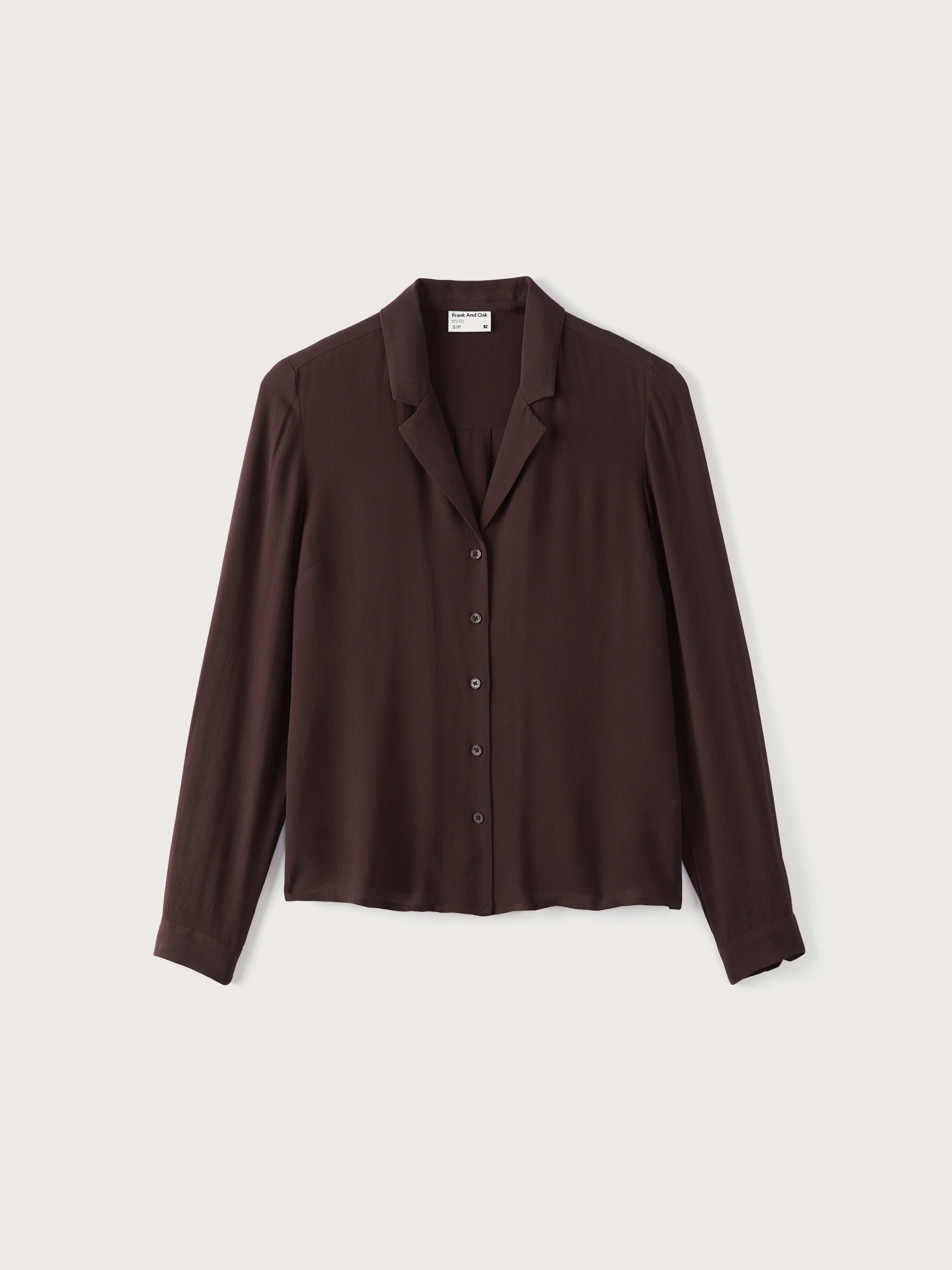 The Long Sleeve Camp Collar Blouse in Chocolate sold by Frank & Oak product image thumbnail 6