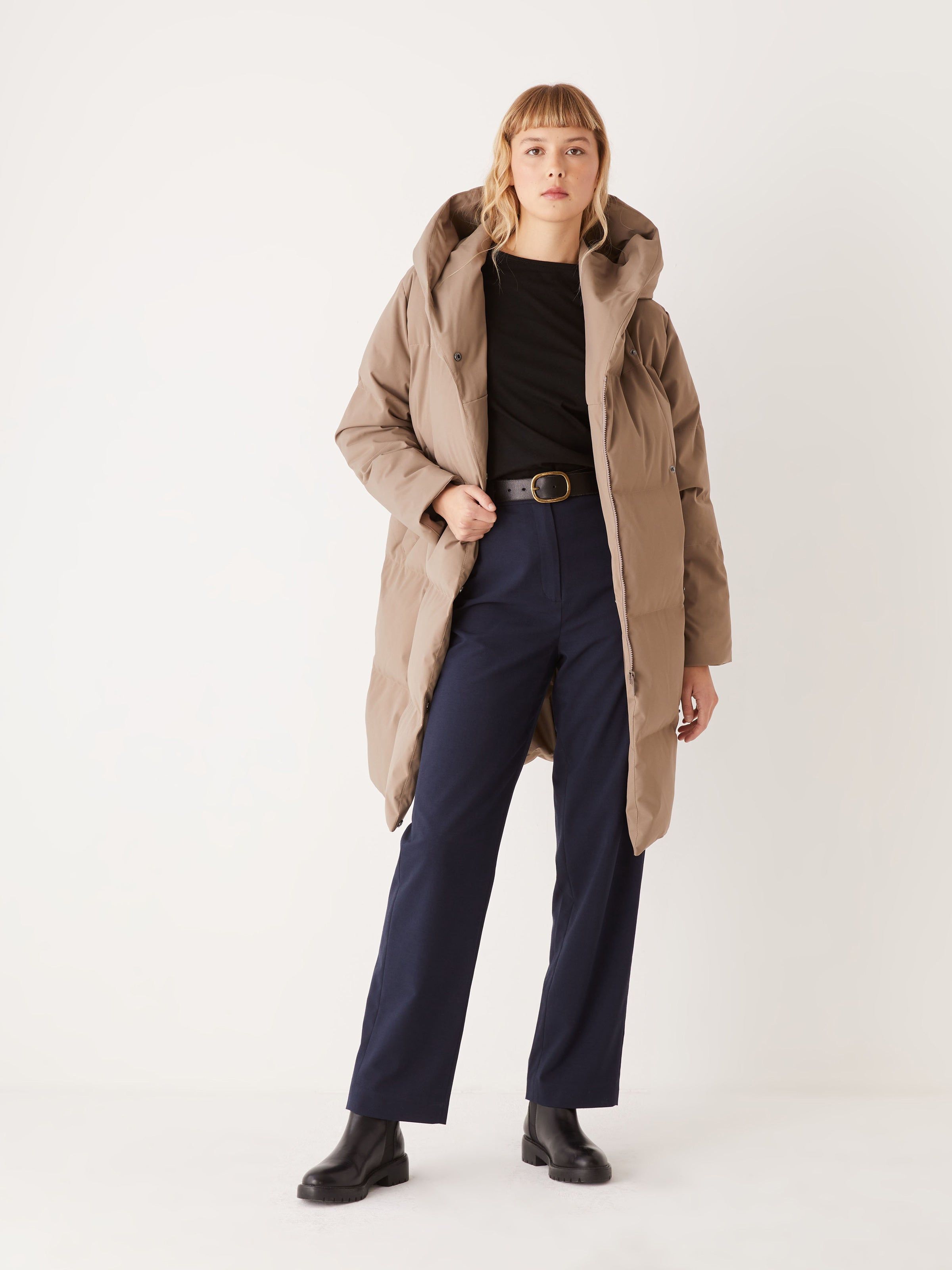 The Hygge Puffer Coat in Walnut sold by Frank & Oak