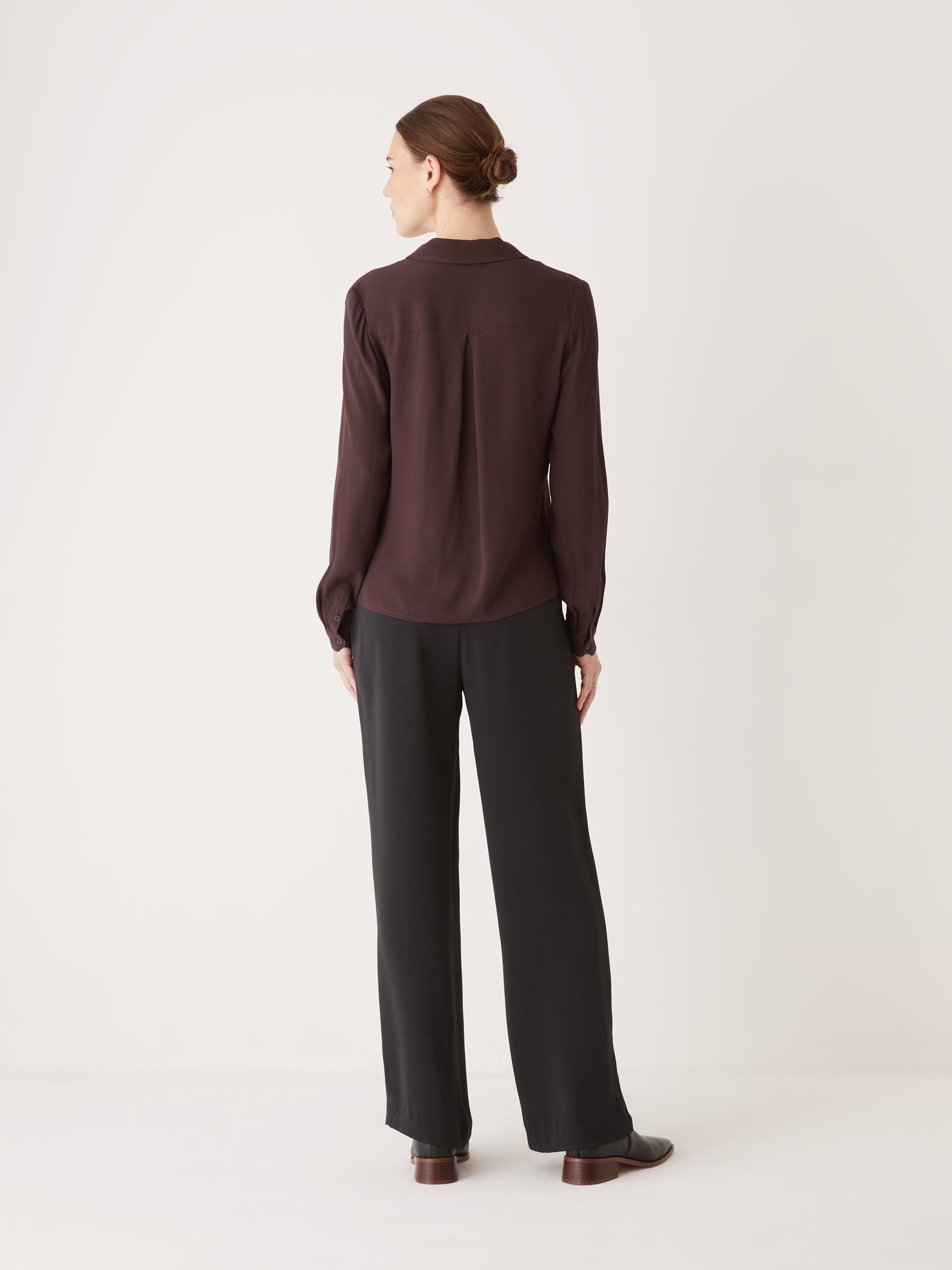 The Long Sleeve Camp Collar Blouse in Chocolate sold by Frank & Oak product image thumbnail 5