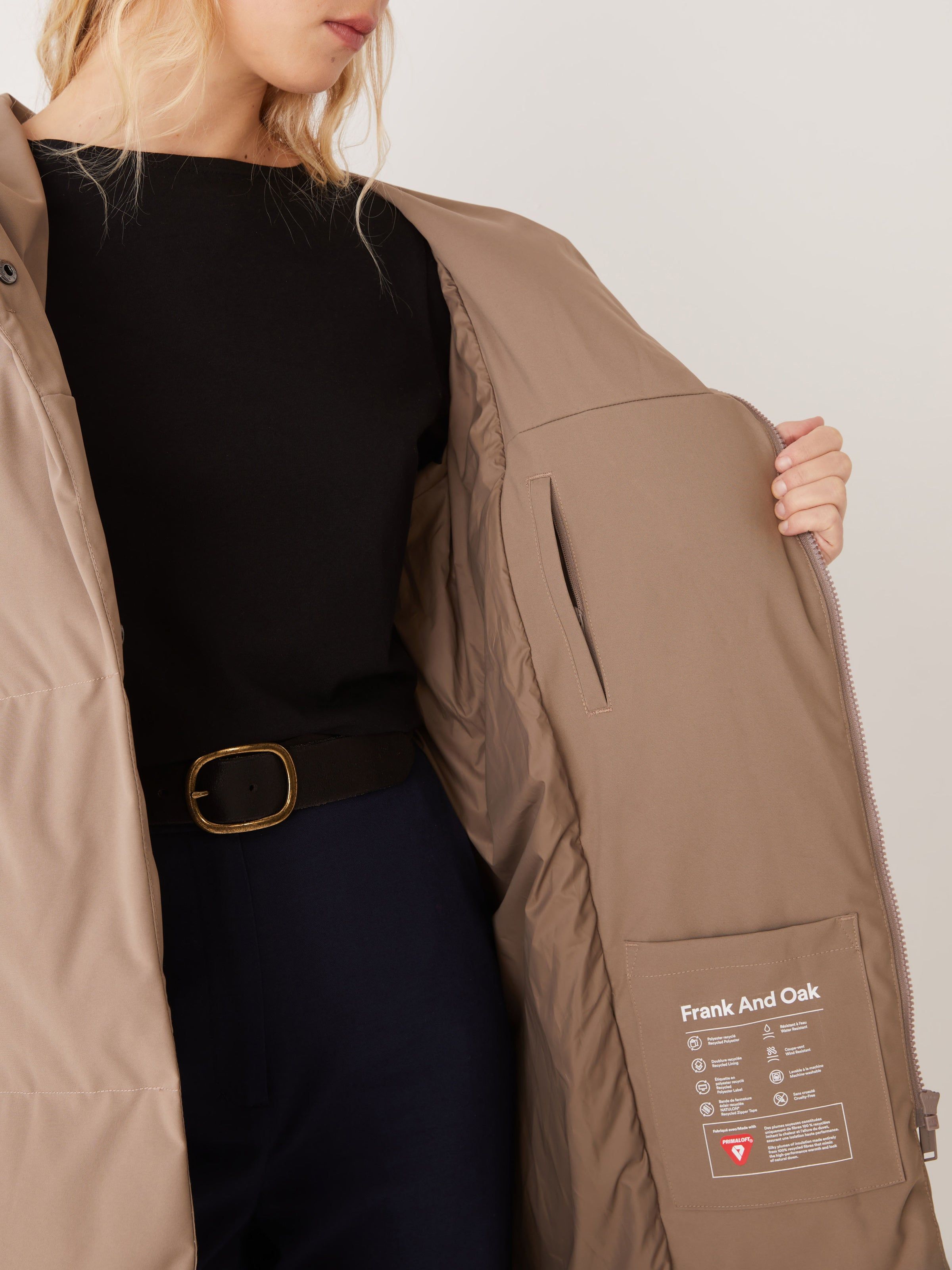 The Hygge Puffer Coat in Walnut sold by Frank & Oak product image thumbnail 7