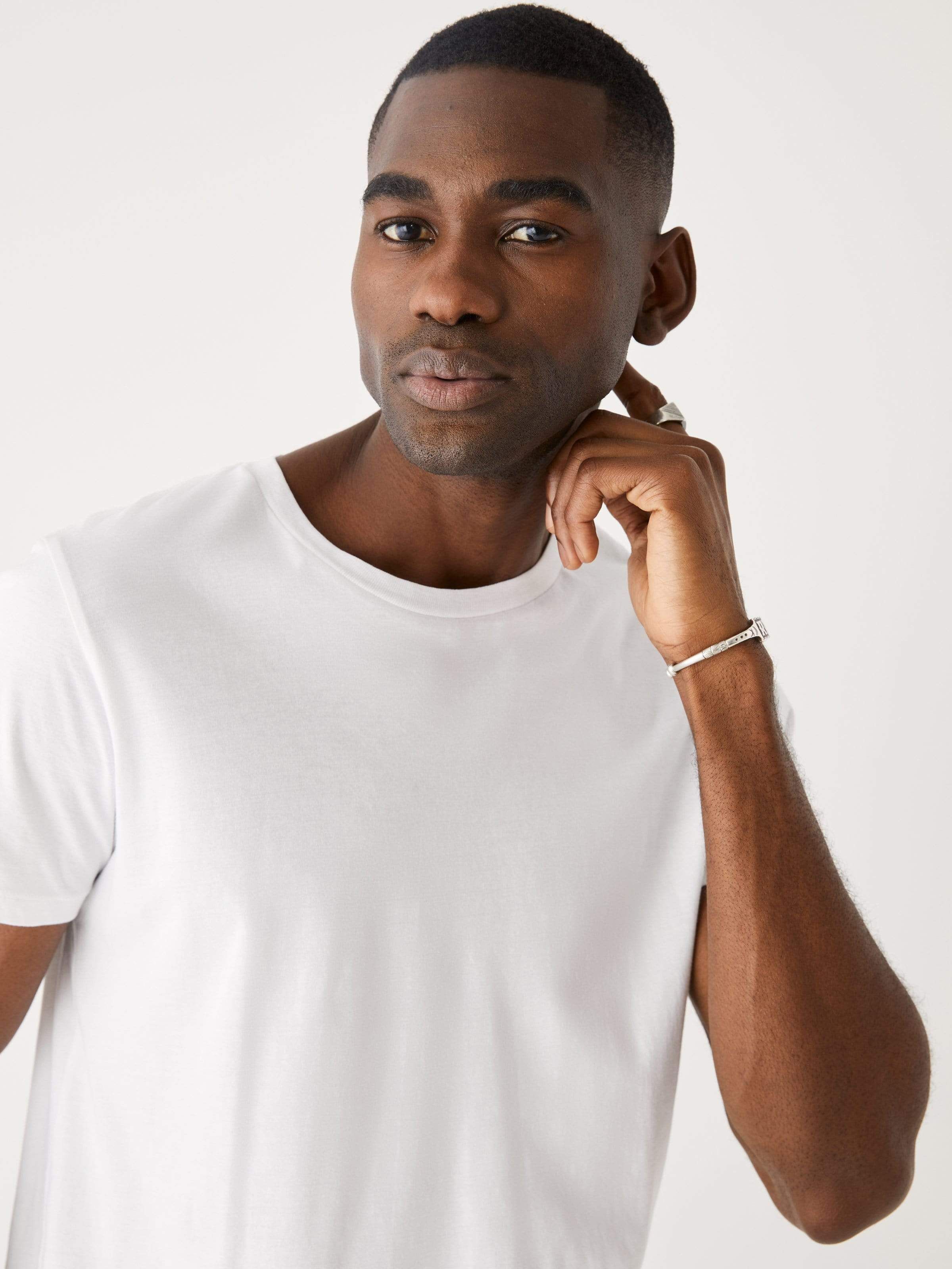 The Slim Fit Essential T-Shirt in Bright White sold by Frank & Oak