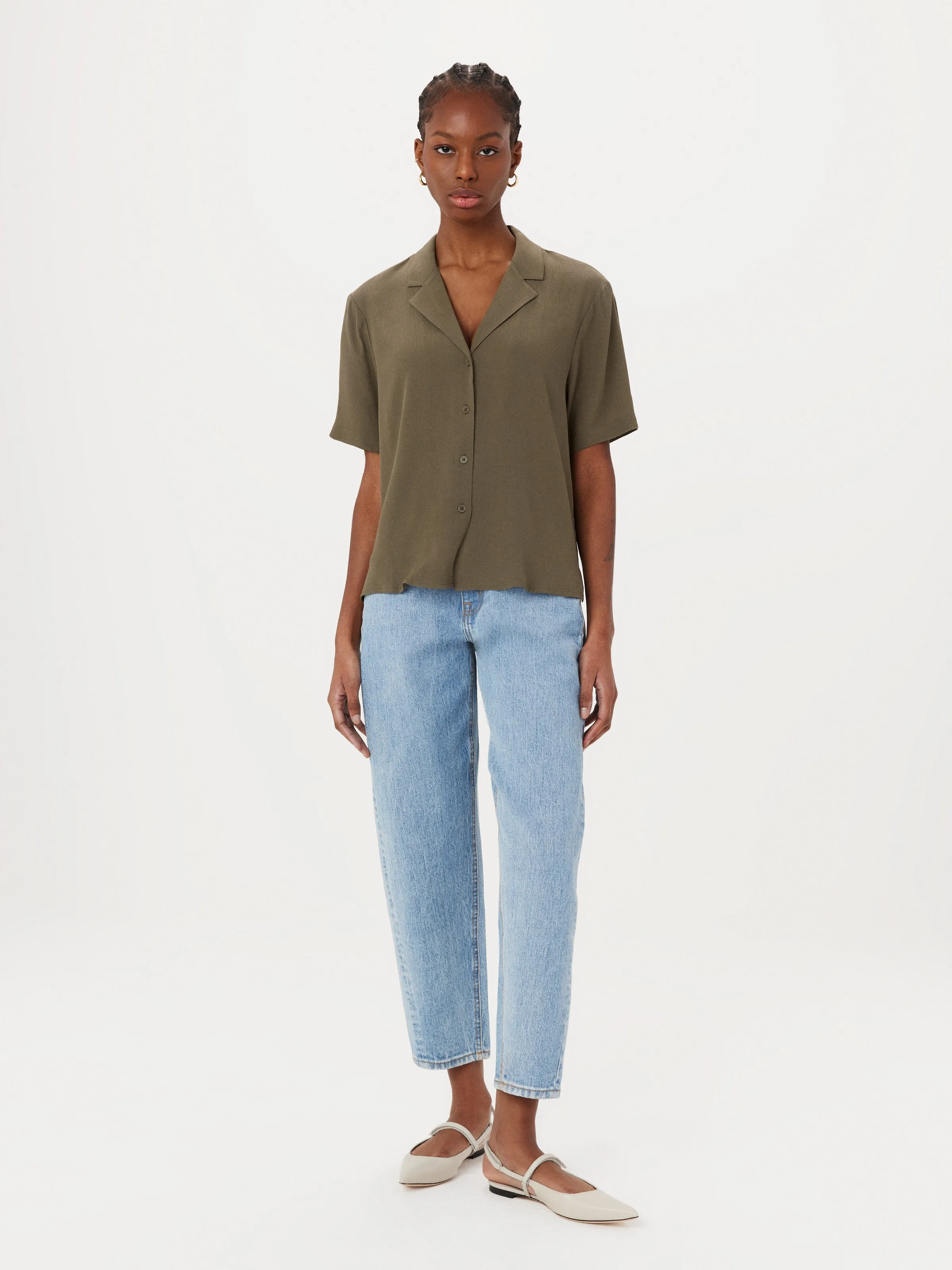 The Camp Collar Blouse in Dark Khaki sold by Frank & Oak product image thumbnail 5