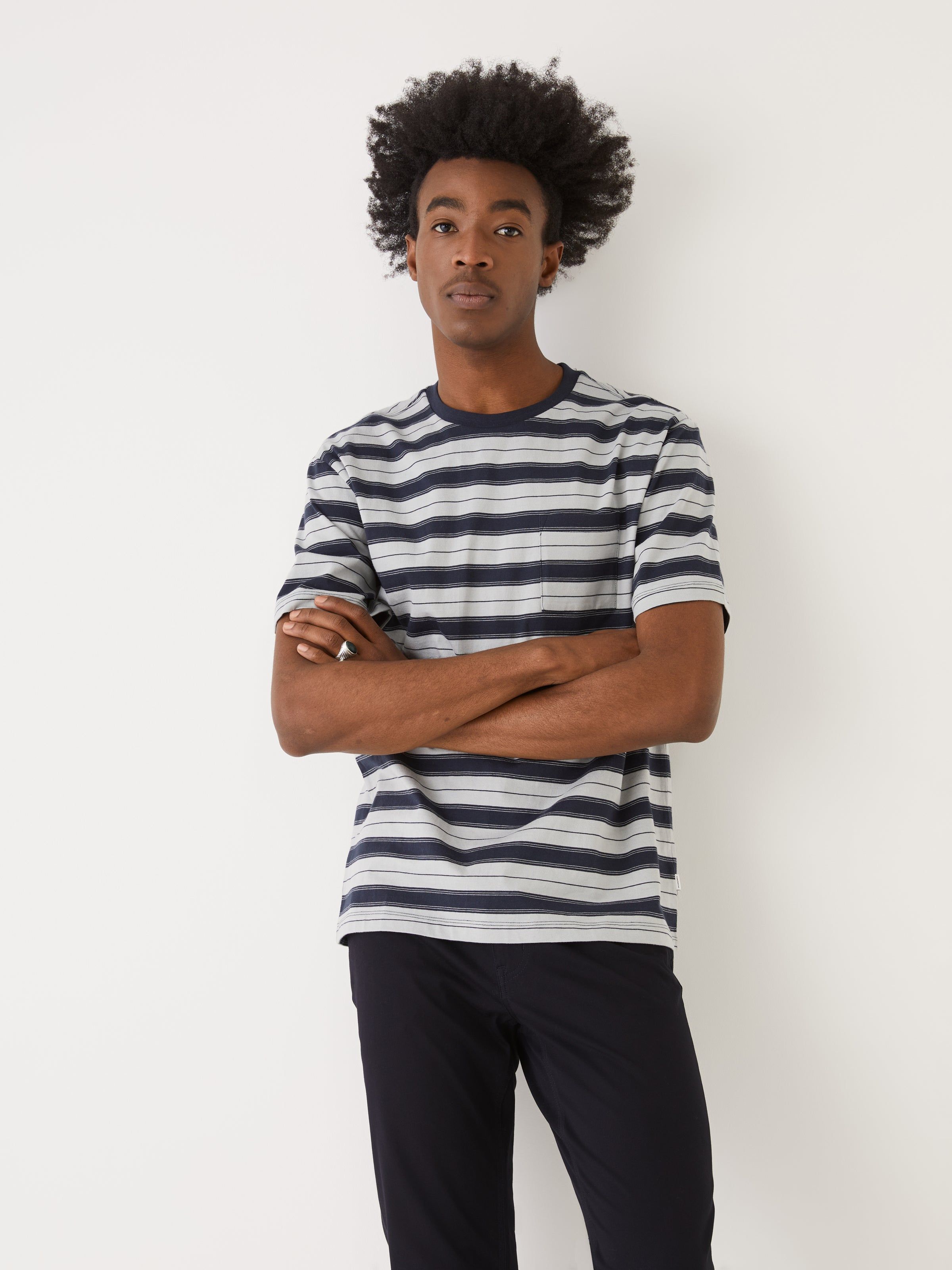 The Striped T-Shirt in Deep Blue sold by Frank & Oak