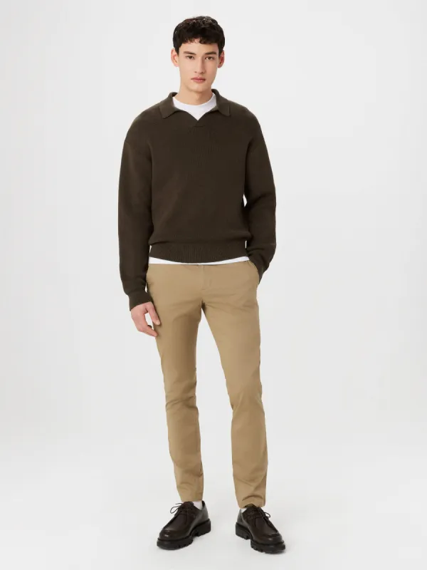 The Relaxed Johnny Collar Sweater in Dark Taupe sold by Frank & Oak