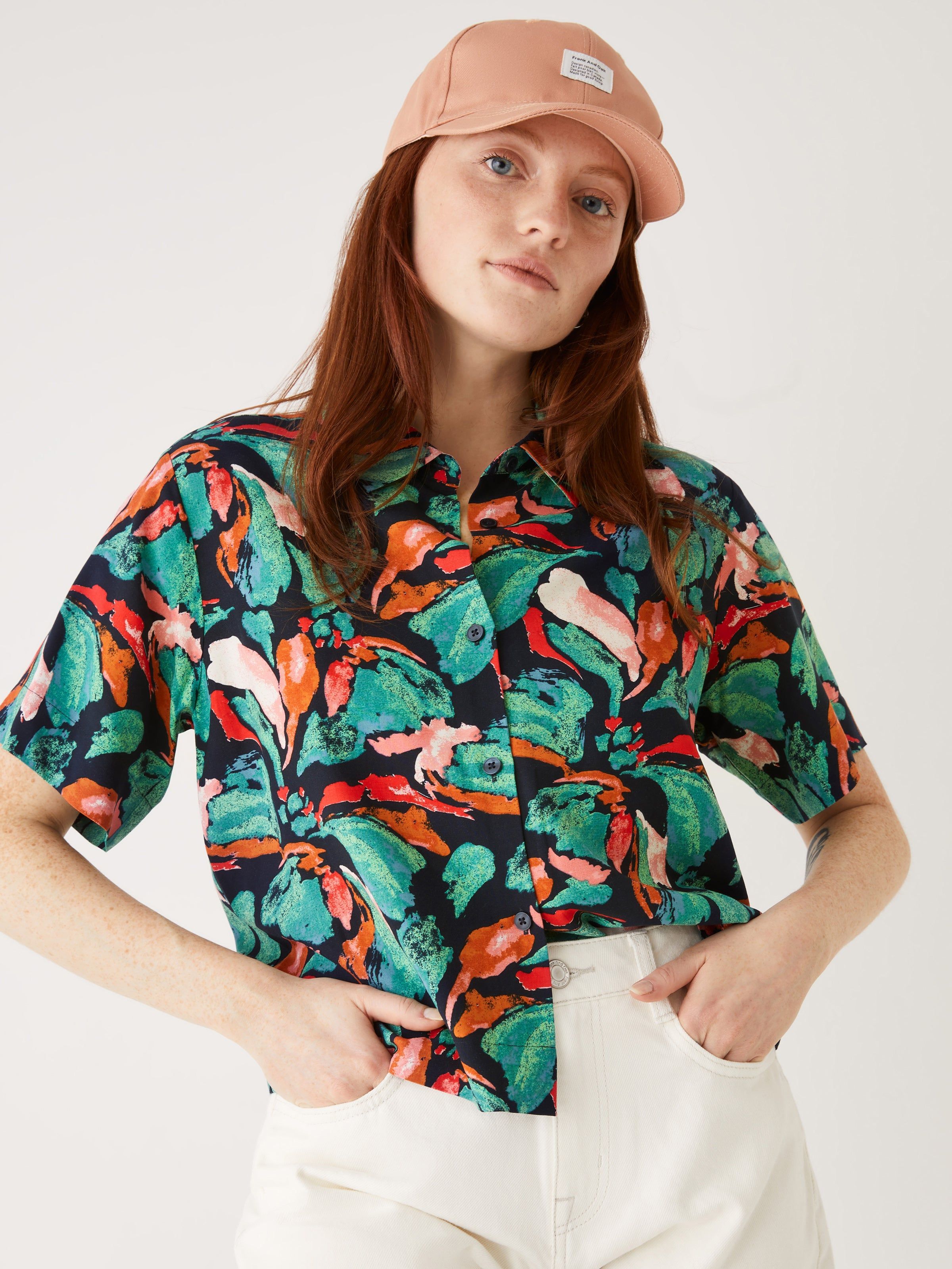 The Boxy Floral Blouse in Navy sold by Frank & Oak product image thumbnail 3