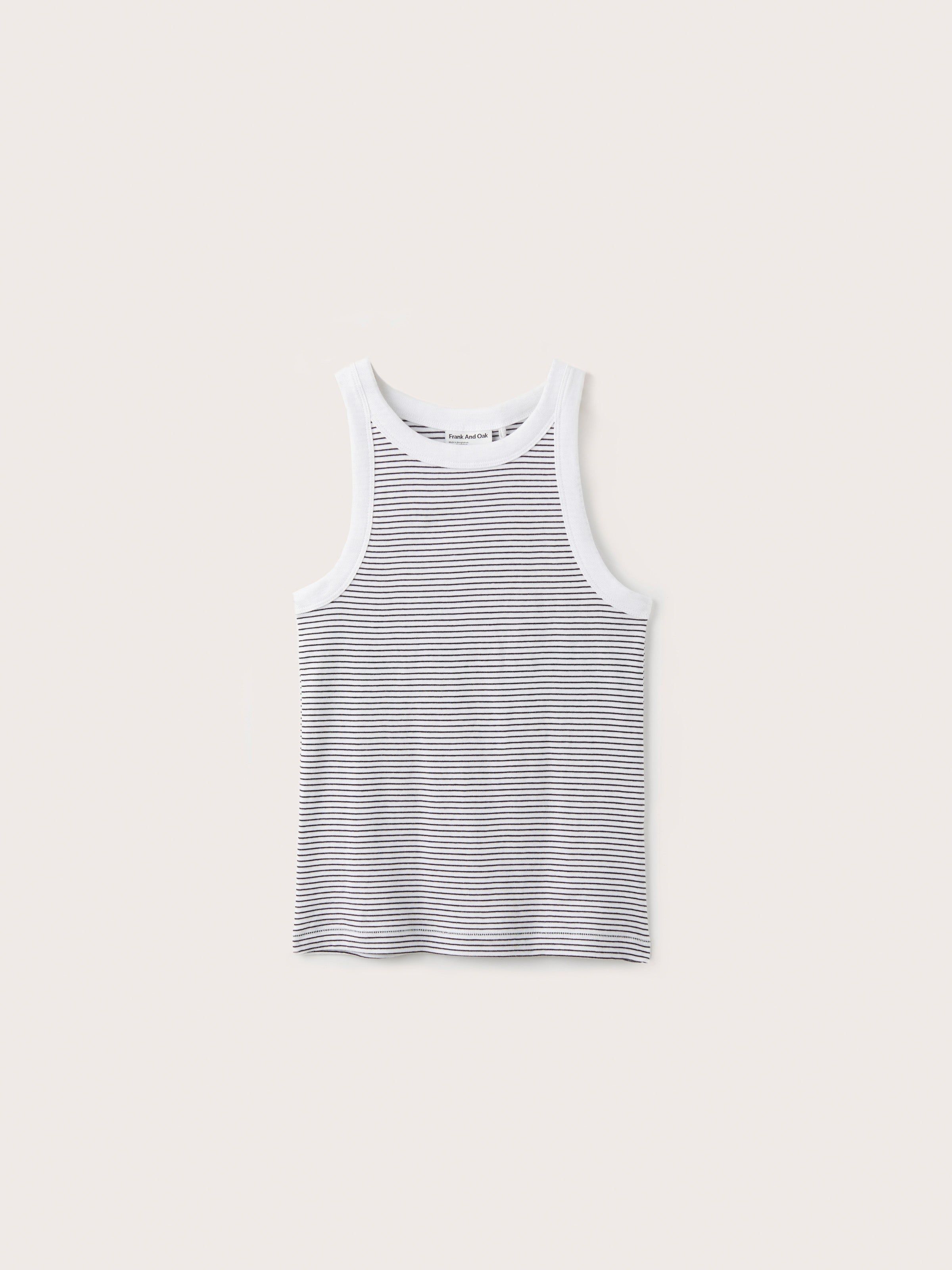 The Striped Organic Cotton Rib Tank in White sold by Frank & Oak product image thumbnail 5