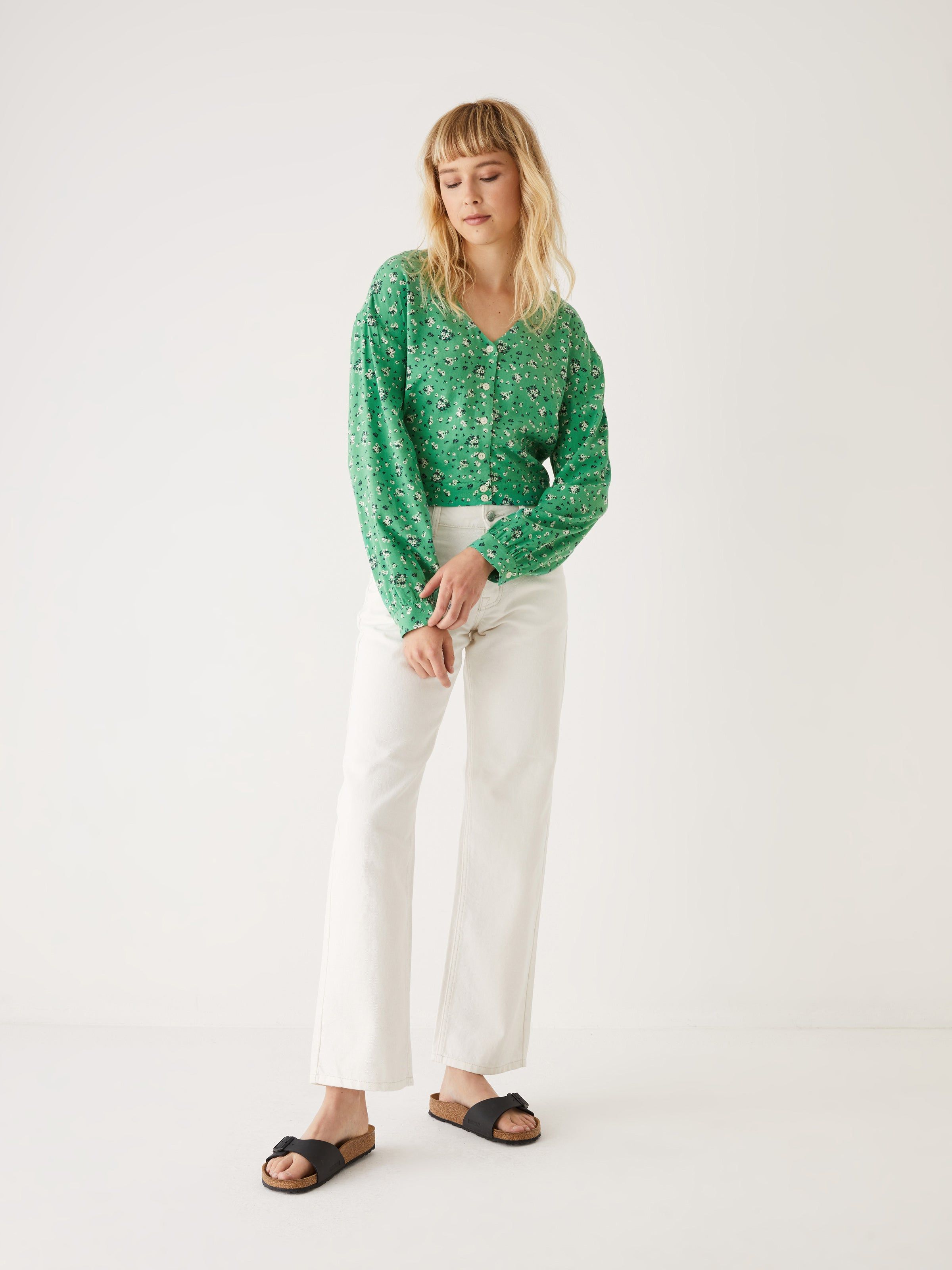The Floral Blouse in Green sold by Frank & Oak