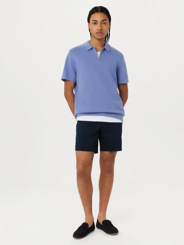 The Zip Up Polo Knit in Blue sold by Frank & Oak